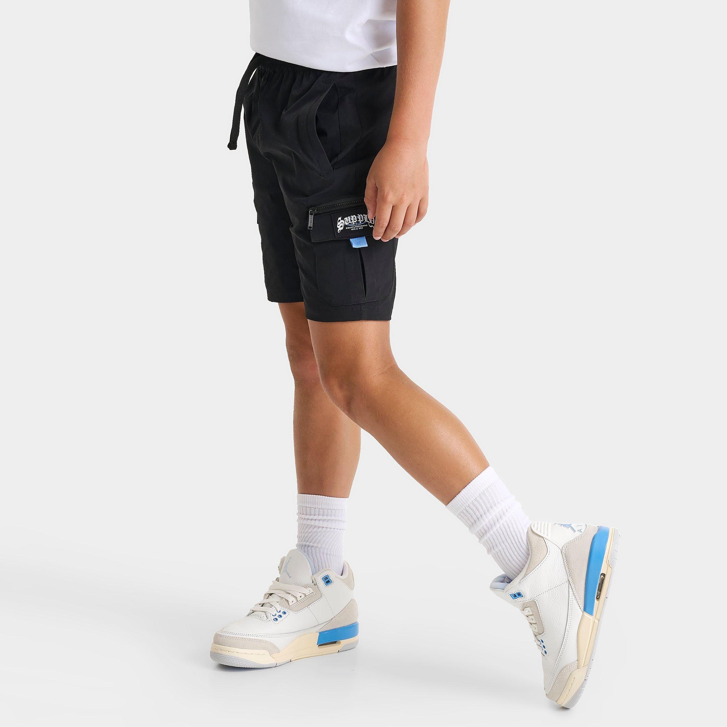 Supply & Demand Big Kids Griffin Woven Cargo Shorts in Black Size: Small
