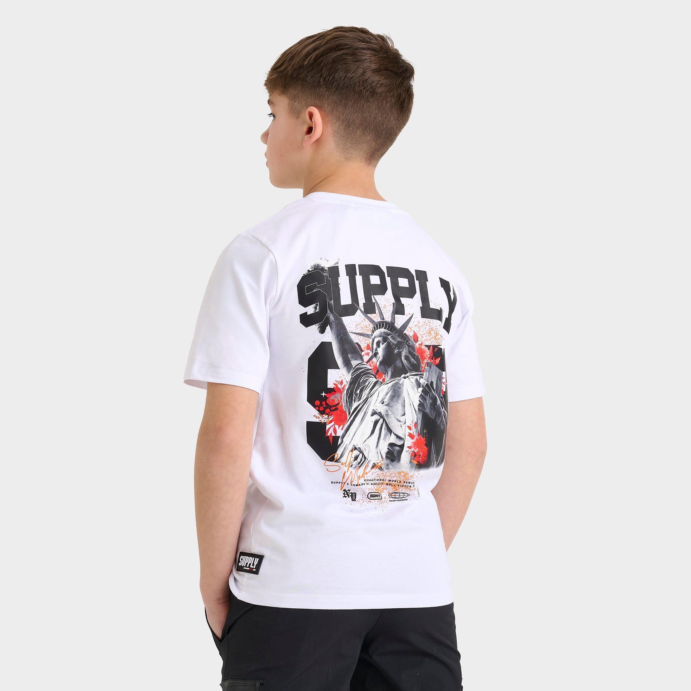 Supply And Demand Kids' Grimmy T-Shirt in White/White Size XL