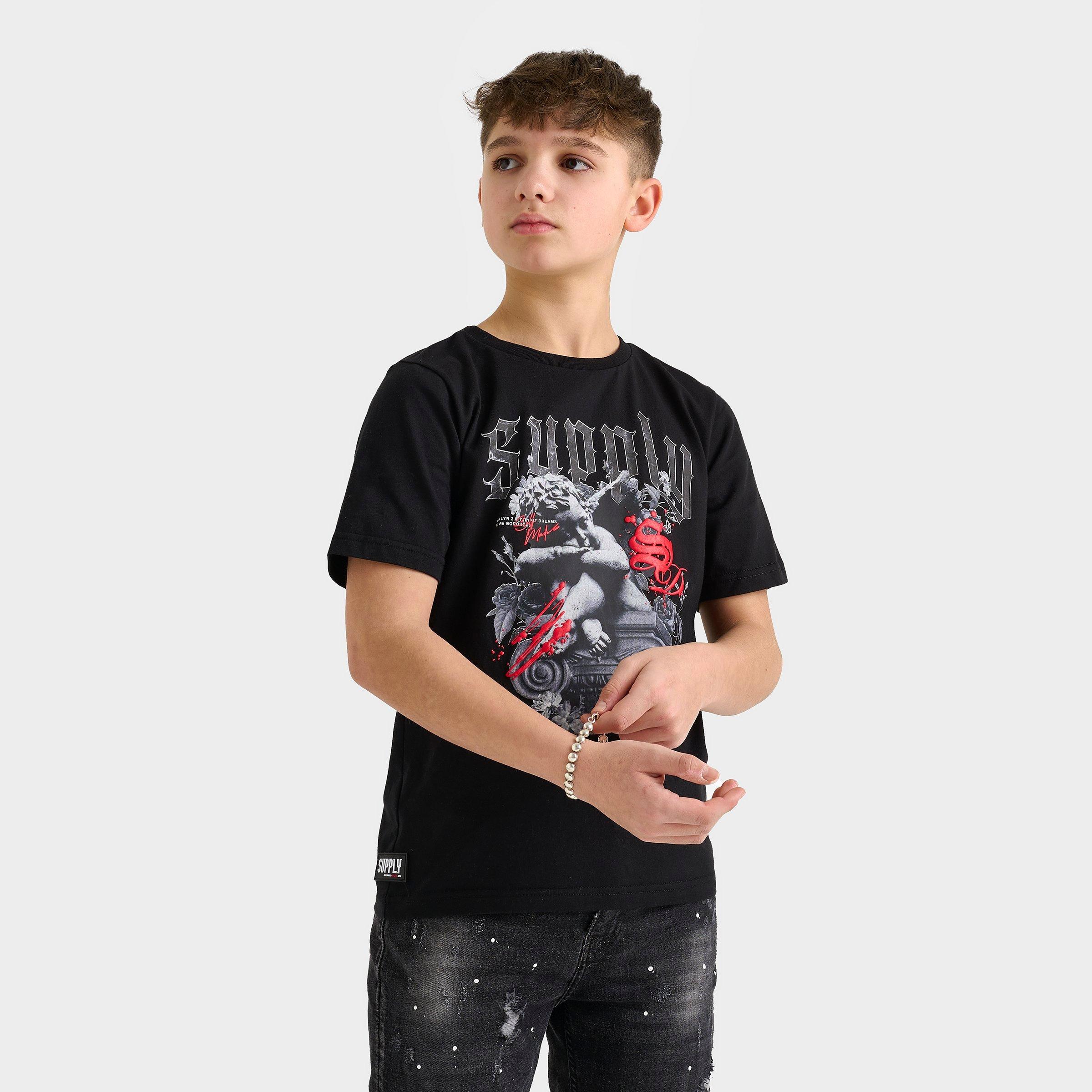 Supply And Demand Kids' Feller T-Shirt in Black/Black Size XL