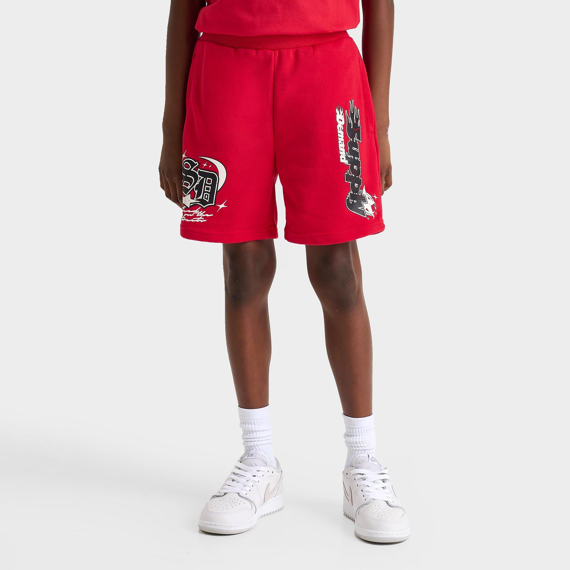 Supply And Demand Kids' Martinez Fleece Shorts in Red/Red Size Small Cotton/Fleece