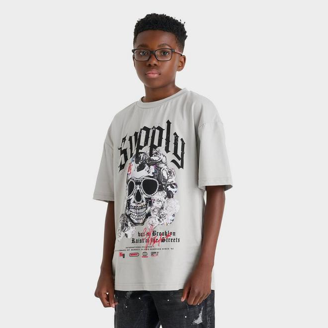 トップス AS''ON DALLY SHIRRING T / CHARCOAL Kids' Supply & Demand Skull Glasses T-Shirt | Finish Line