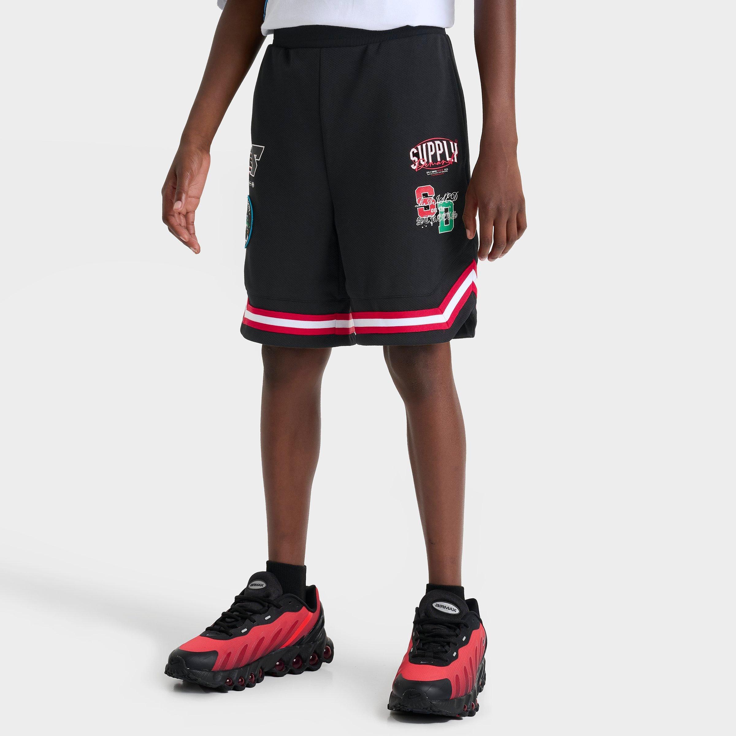 Supply & Demand Big Kids Patch Mesh Shorts in Black Size: Small