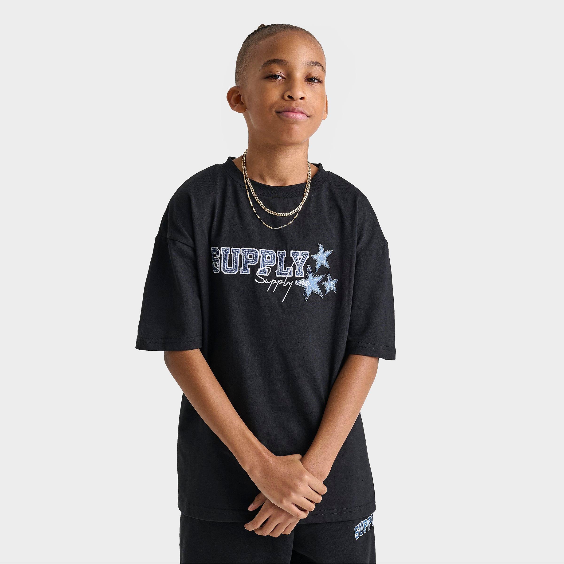 Supply & Demand Big Kids Denim Stars T-Shirt in Black Size: Small