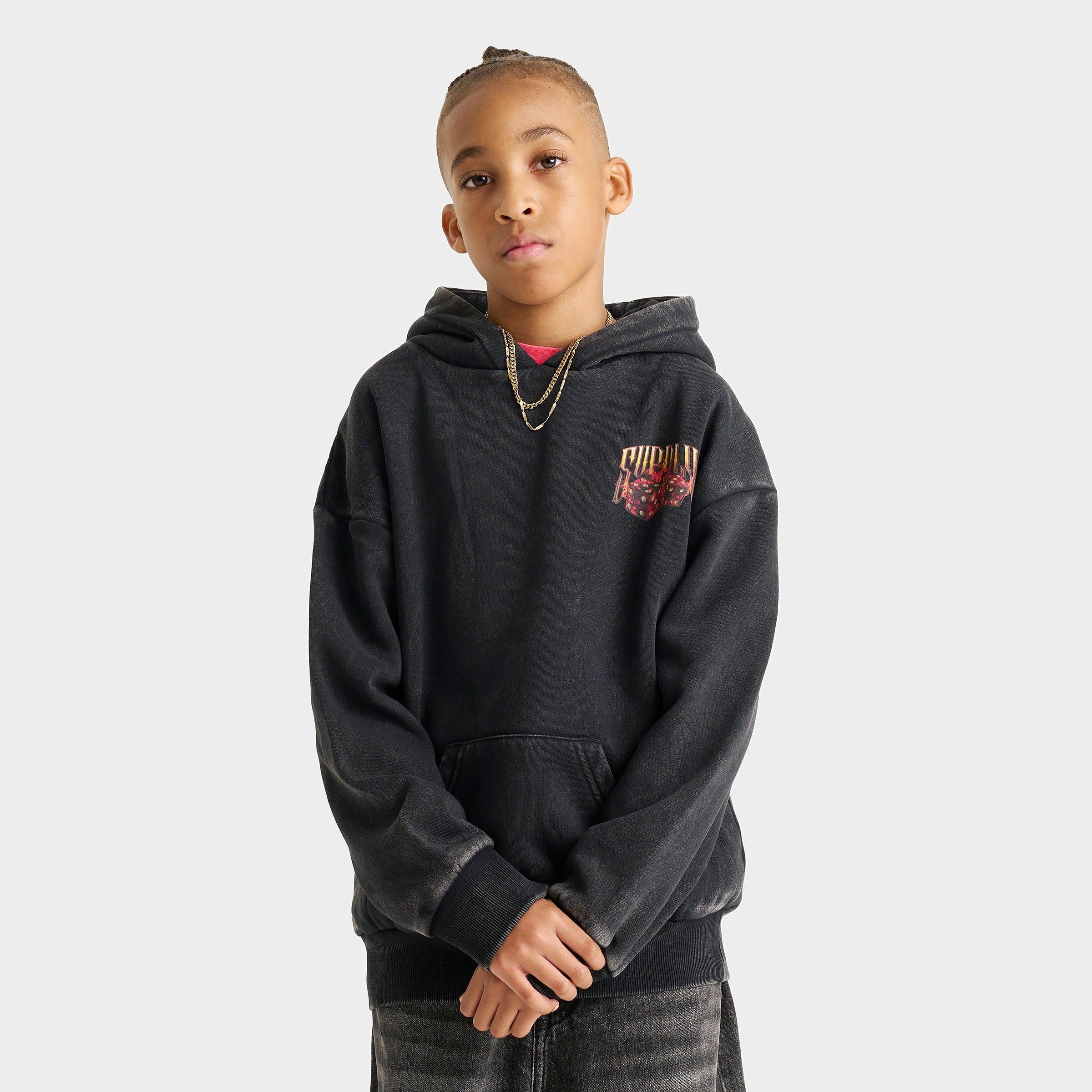 Supply & Demand Boys Big Kids Fire Dice Pullover Hoodie in Black Washed Size: Small