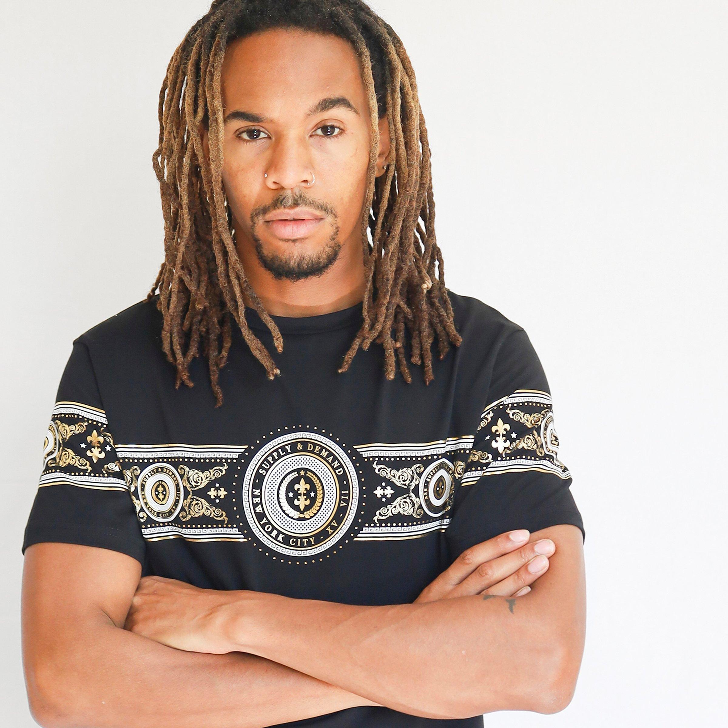 Supply & Demand Men's Circular T-Shirt in Black/Gold Size: Small