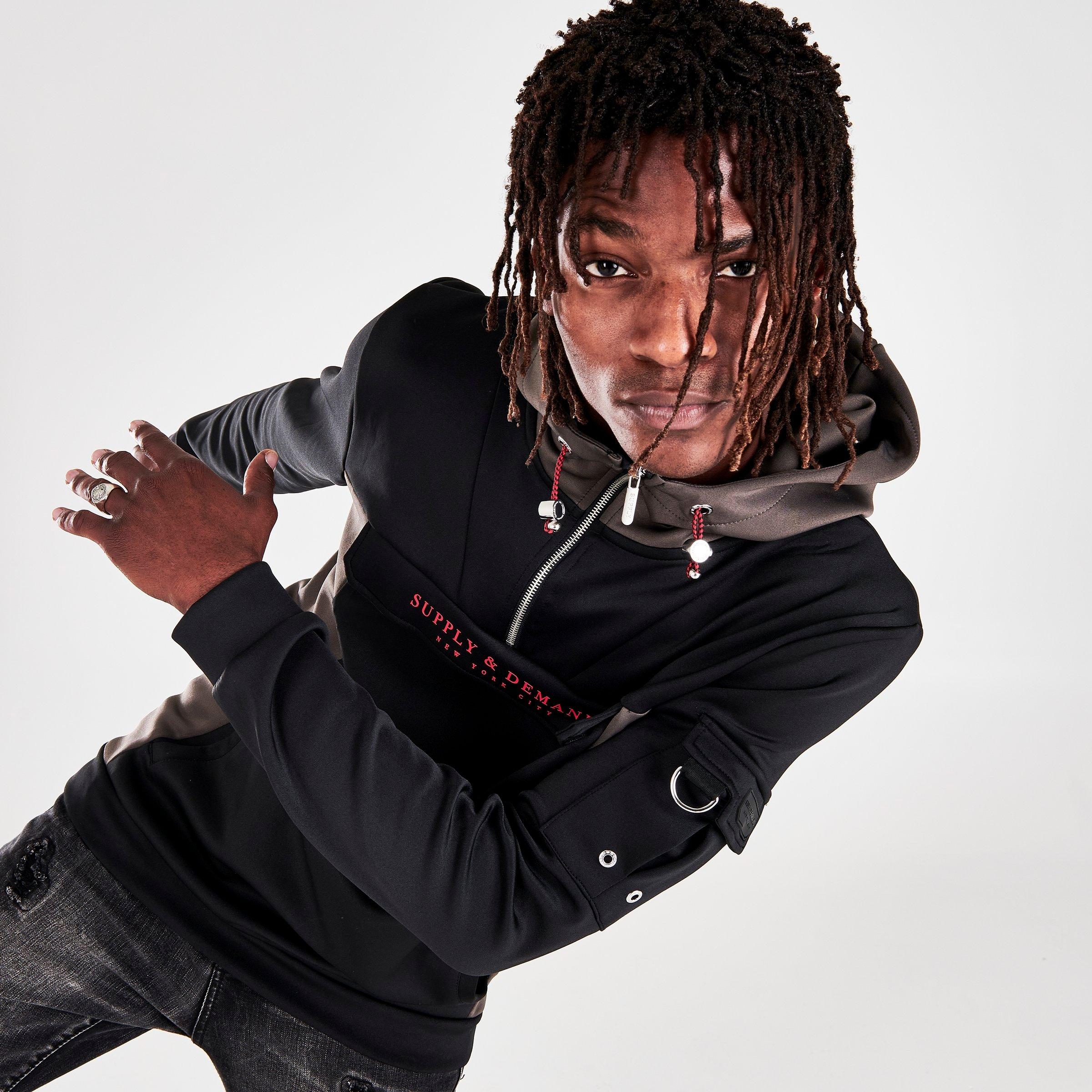 Supply And Demand Men's Flex 2 Half-zip Hoodie In Black/dark Grey
