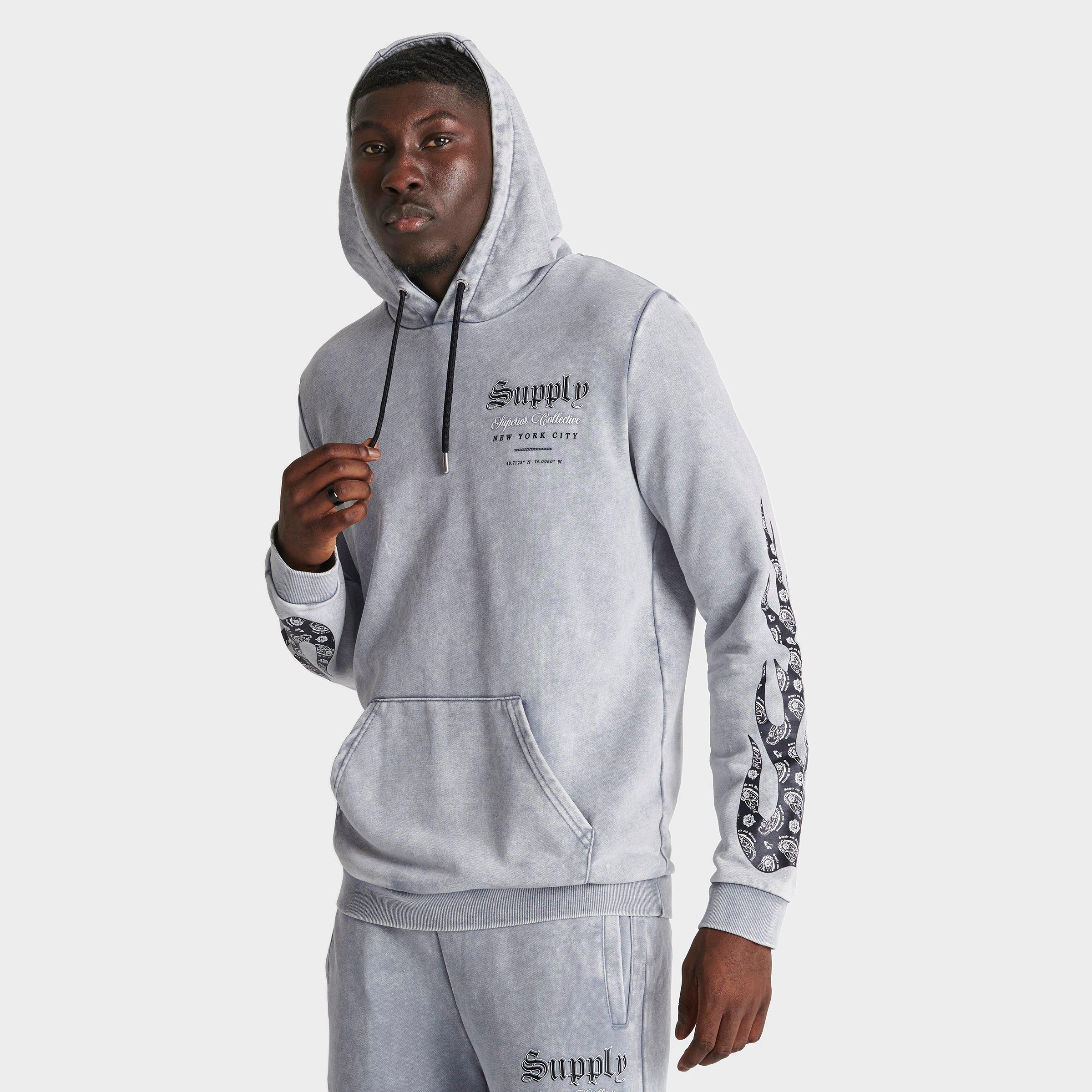 Supply And Demand Men's Acid Flame Graphic Pullover Hoodie In Mid Grey |  ModeSens
