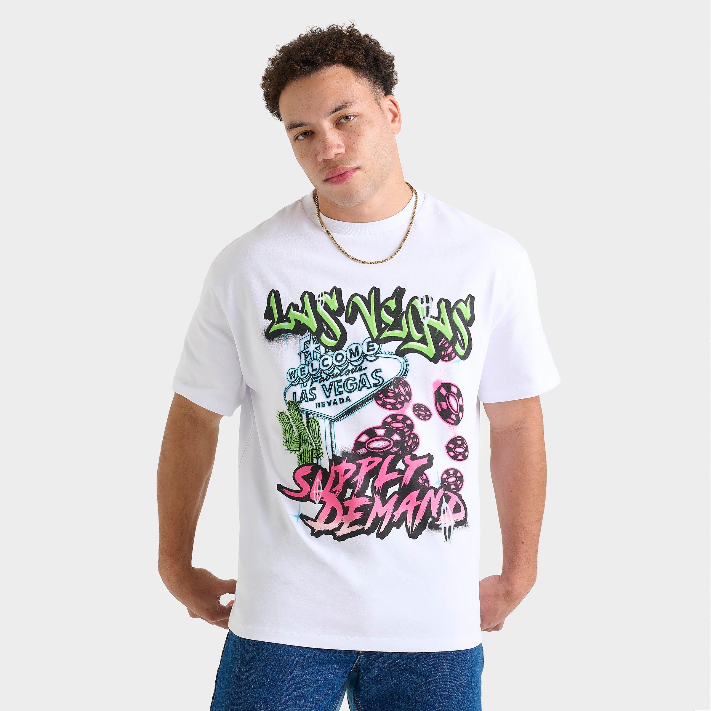 Supply And Demand Men's Las Vegas Graphic T-Shirt in White/White Size 2XL 100% Cotton