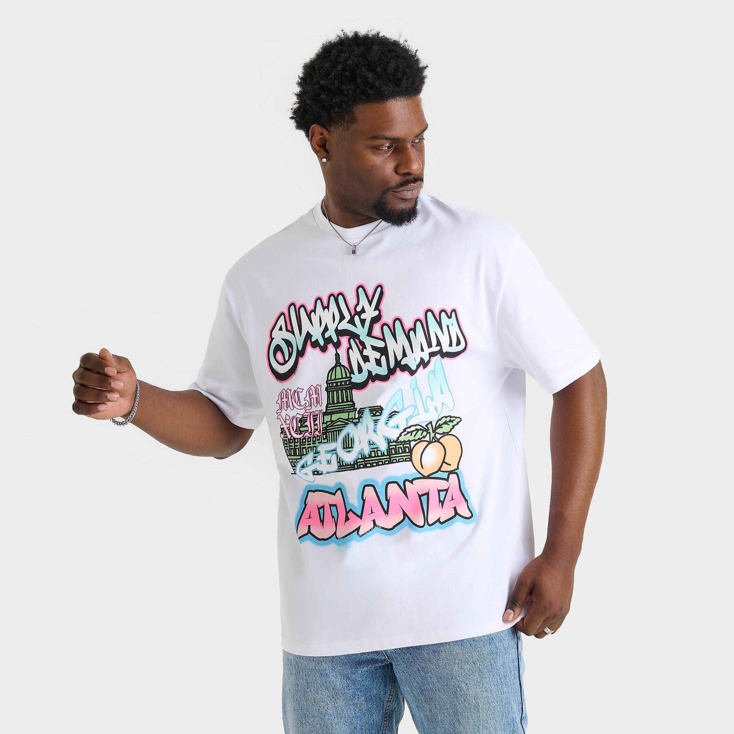 Supply And Demand Men's Atlanta Graphic T-Shirt in White/White Size Large 100% Cotton