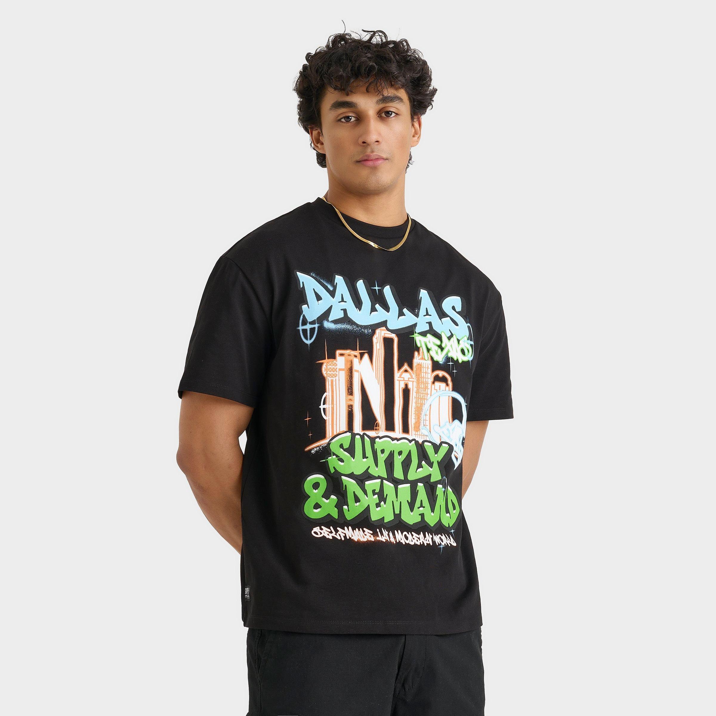 Supply And Demand Men's Dallas Graphic T-Shirt in Black/Black Size Large 100% Cotton