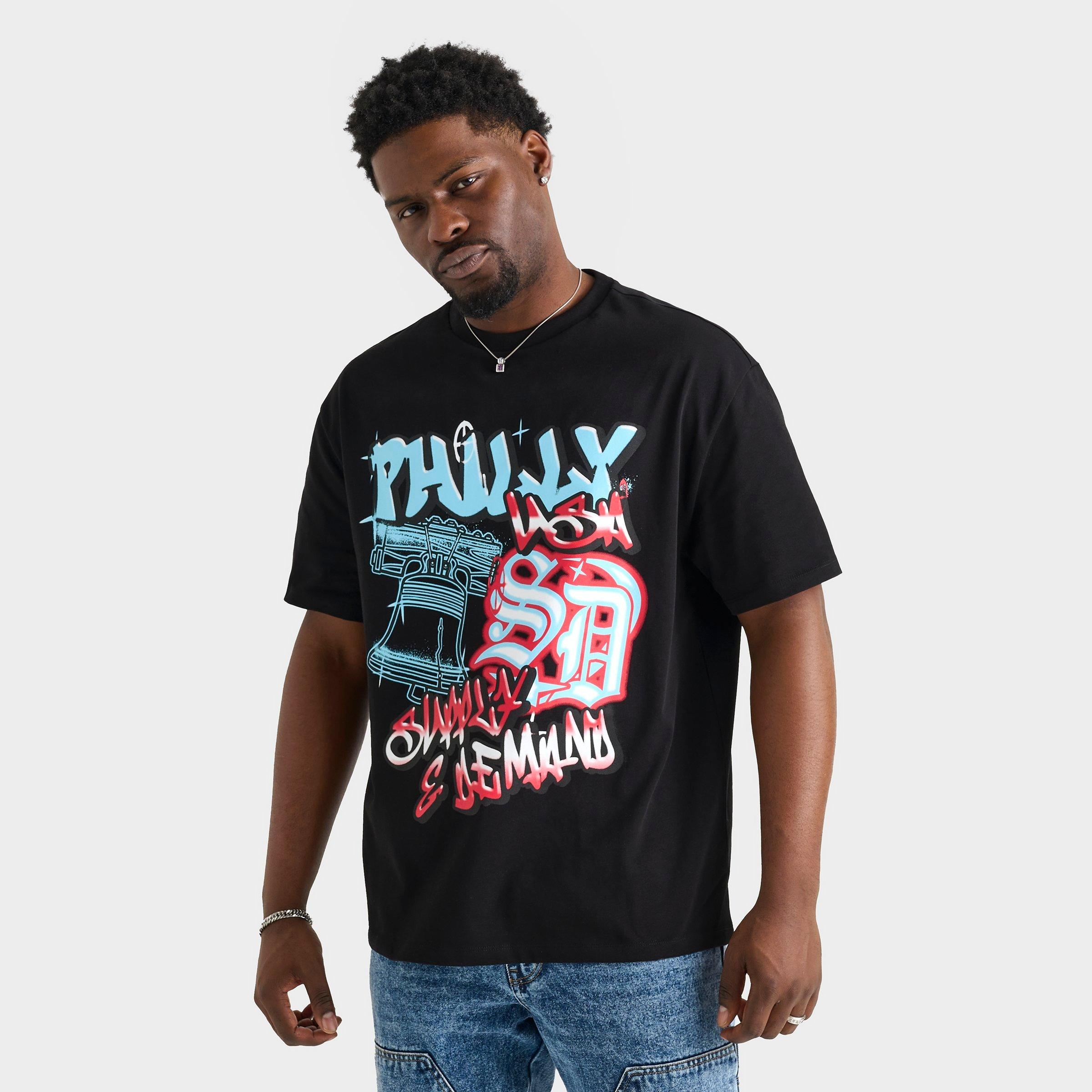Supply And Demand Men's Philadelphia Graphic T-Shirt in Black/Black Size 2XL 100% Cotton