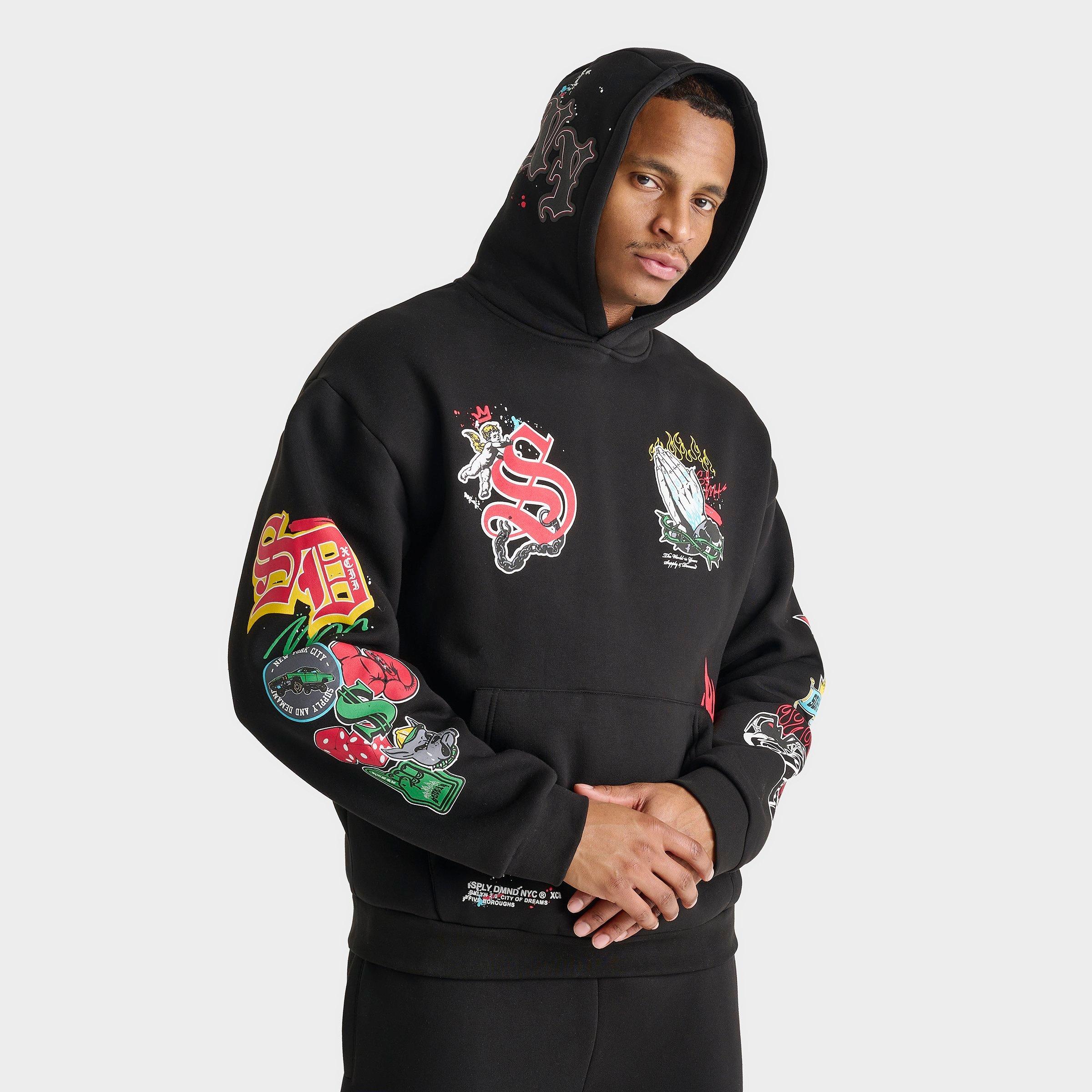 Supply And Demand Men's Maples Hoodie in Black/Black Size Medium Cotton/Fleece
