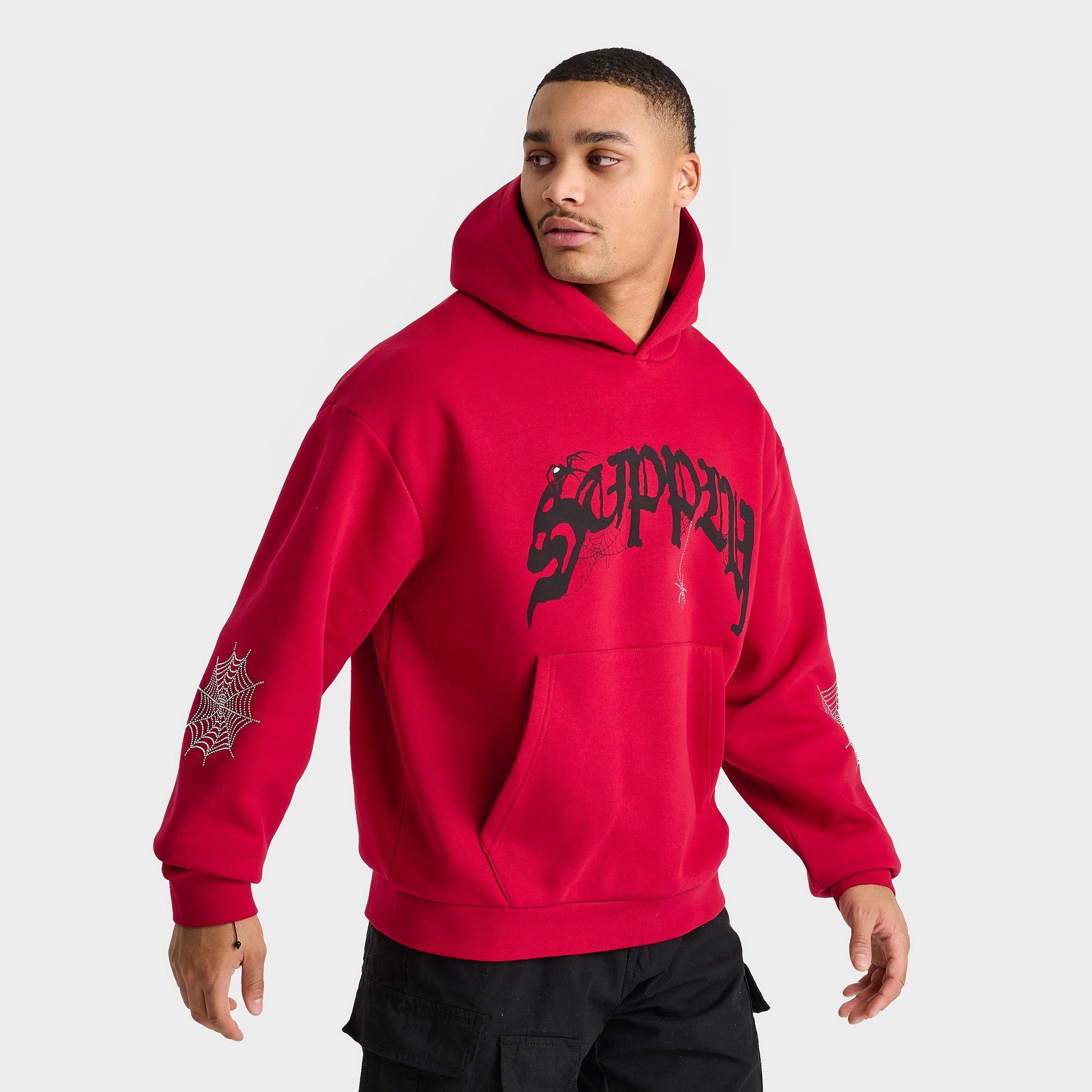 Supply And Demand Men's Crawler Fleece Pullover Hoodie in Red/Jester Red Size Large Cotton/100% Polyester/Fleece