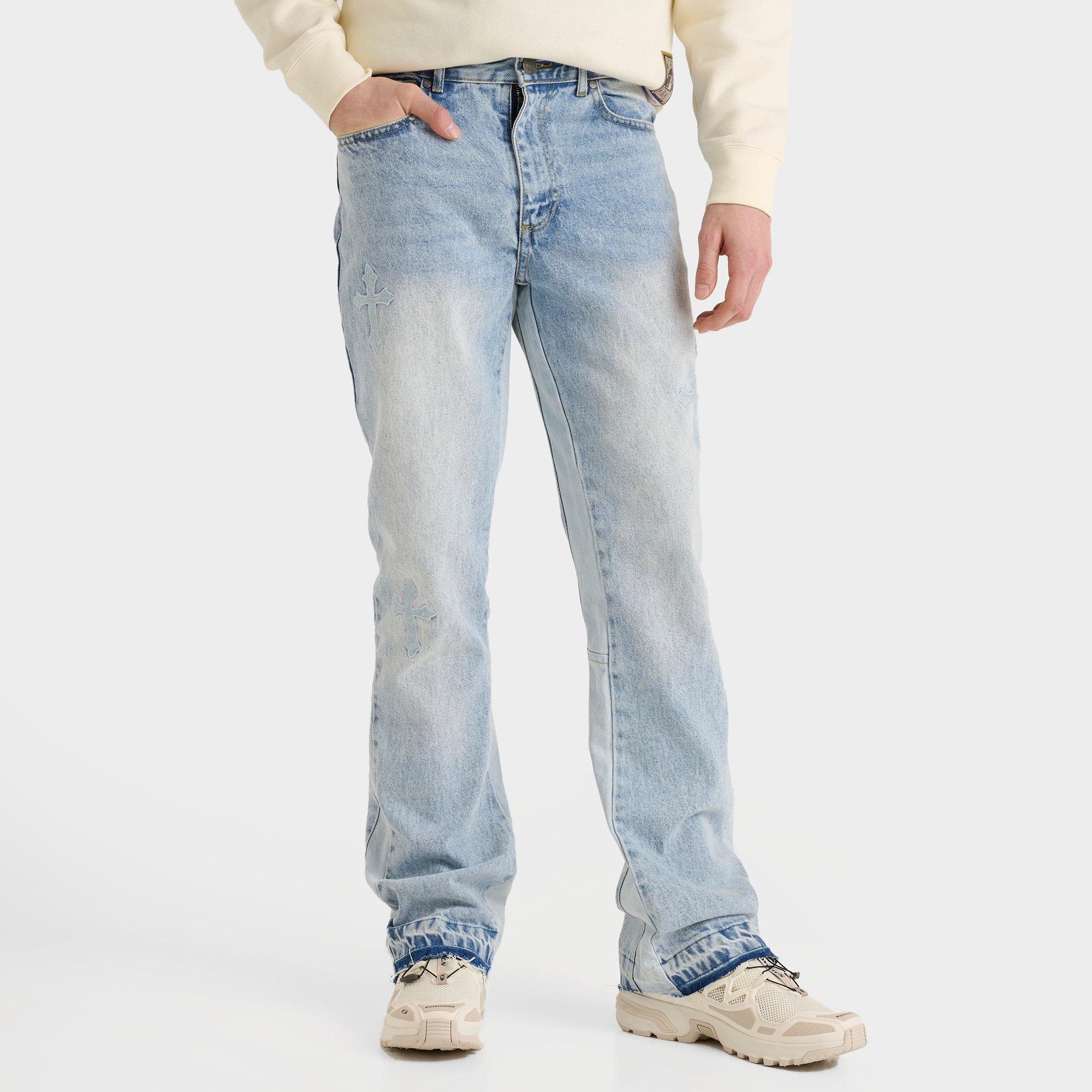 Supply & Demand Men's Waylen Relaxed Flare Denim Jeans in Washed Light Blue Denim Size: 30.0