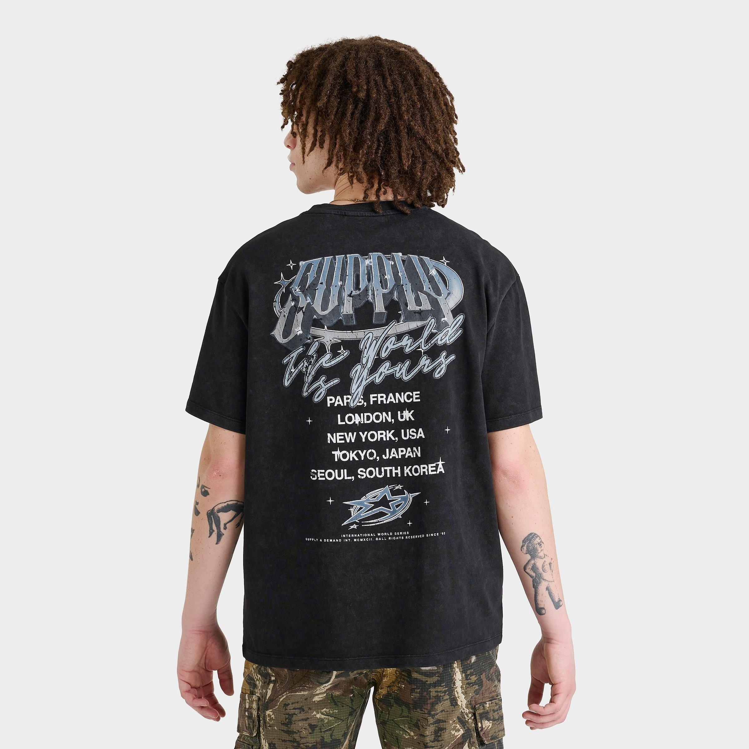 Supply And Demand Men's Chrome Star T-Shirt in Black/Washed Black Size 2XL 100% Cotton