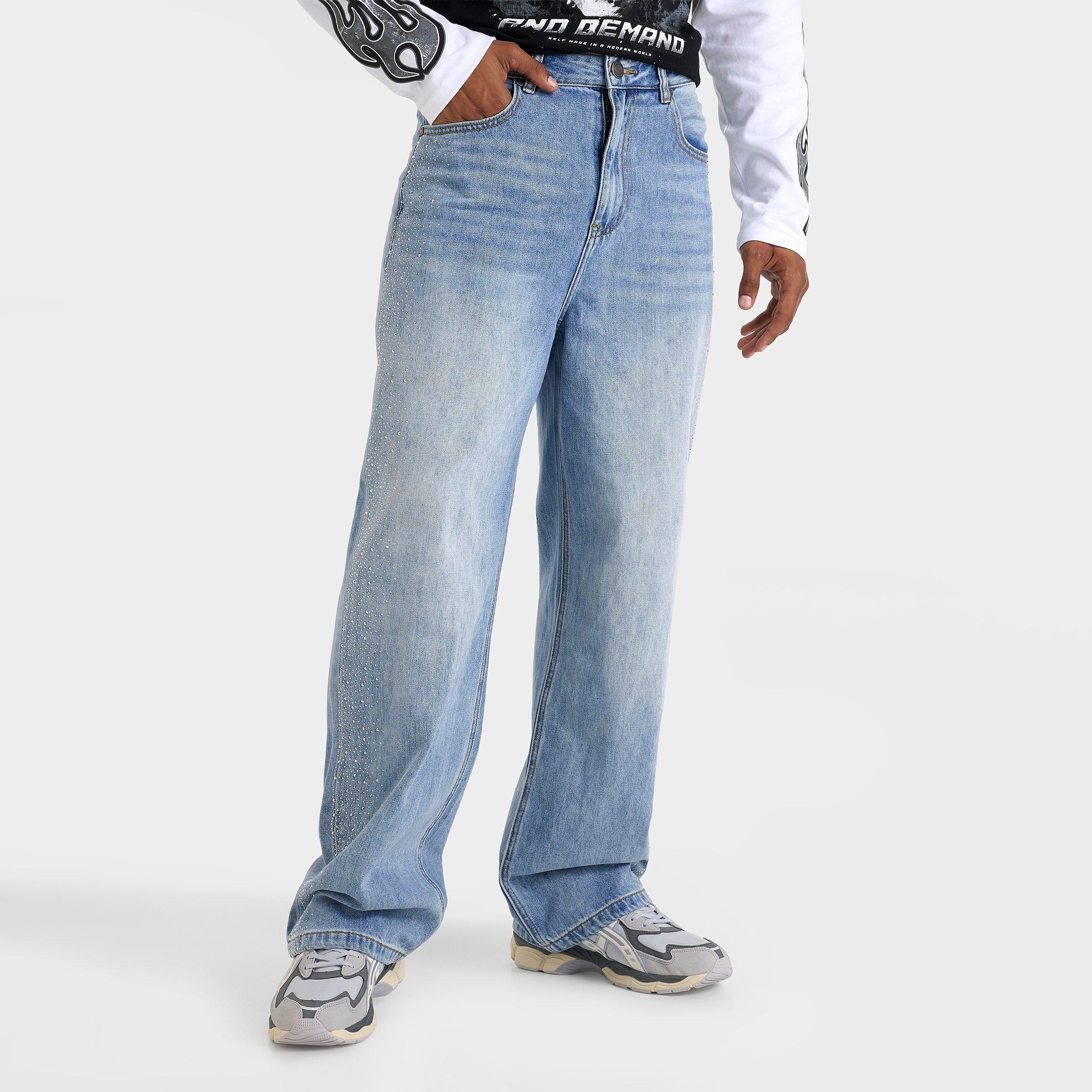 Supply & Demand Men's Rhinestone Relaxed Denim Jeans
