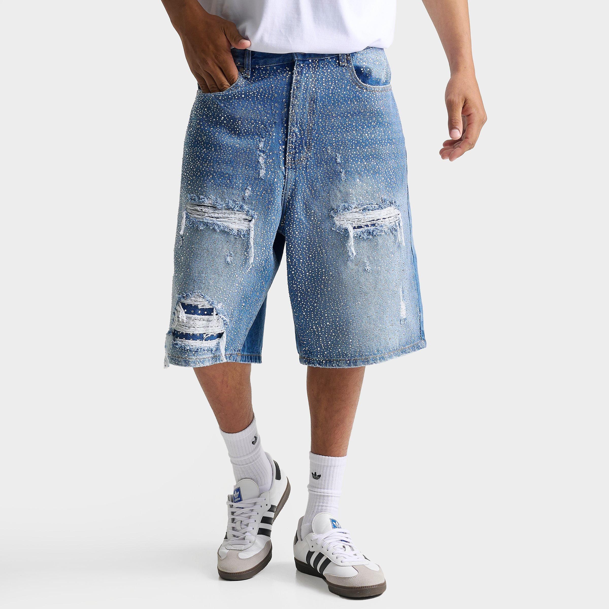 Supply & Demand Men's Depart V2 Distressed Denim Shorts in Blue Wash Size: 34