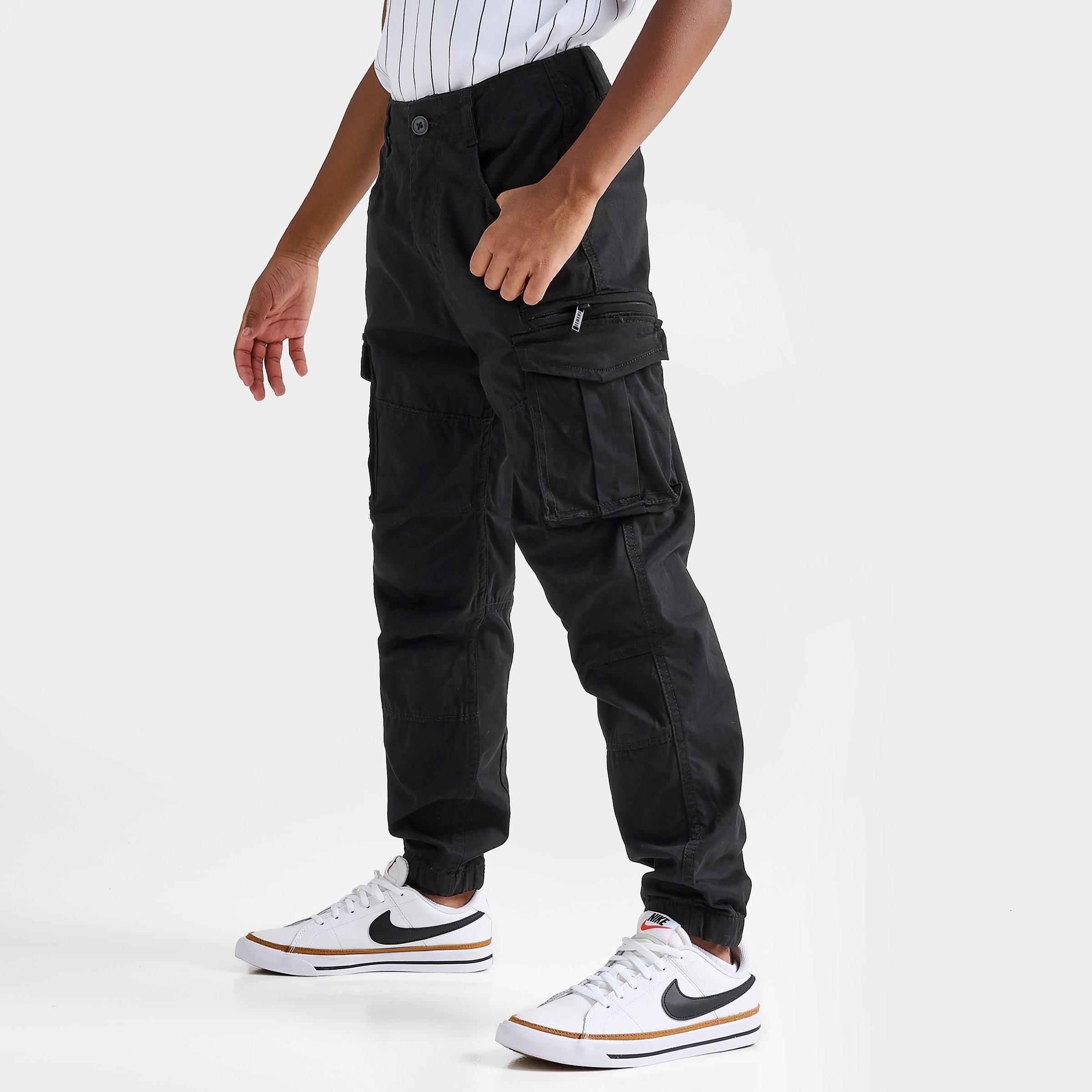 Supply And Demand Boys' Rifle Cargo Jogger Pants in Black/Black Size Small Cotton