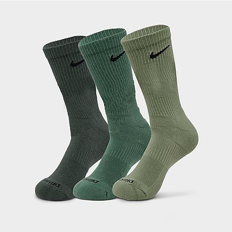 Nike Everyday Plus Cushioned Training Crew Socks (3-pack) In Vintage Green/bicoastal/oil Green