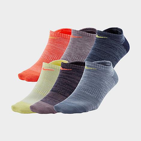 Nike Women's Everyday 6-pack Lightweight No-show Training Socks Size Medium Knit In Multi Color