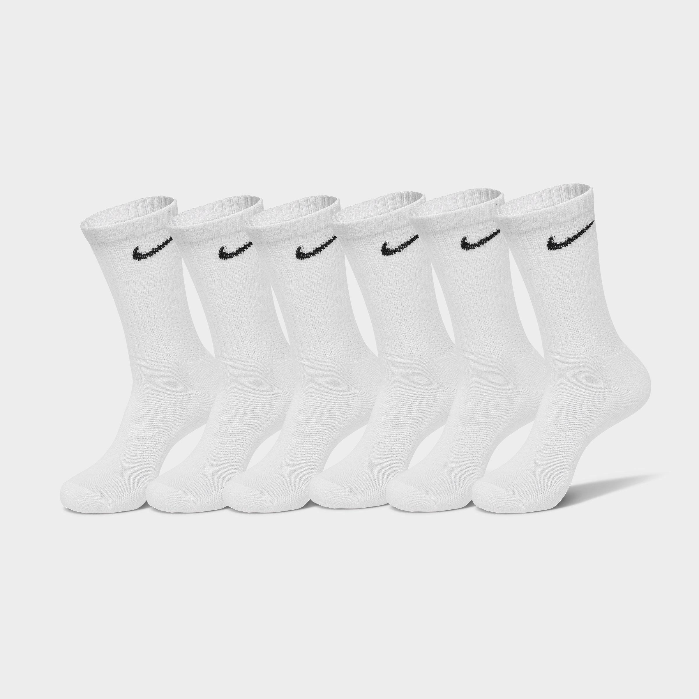 Nike Everyday Cushioned Training Crew Socks (6-Pack) in White/Black Size: Small