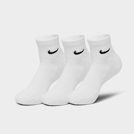 Nike Everyday Cushioned Training Ankle Socks (3-pack) In White/black