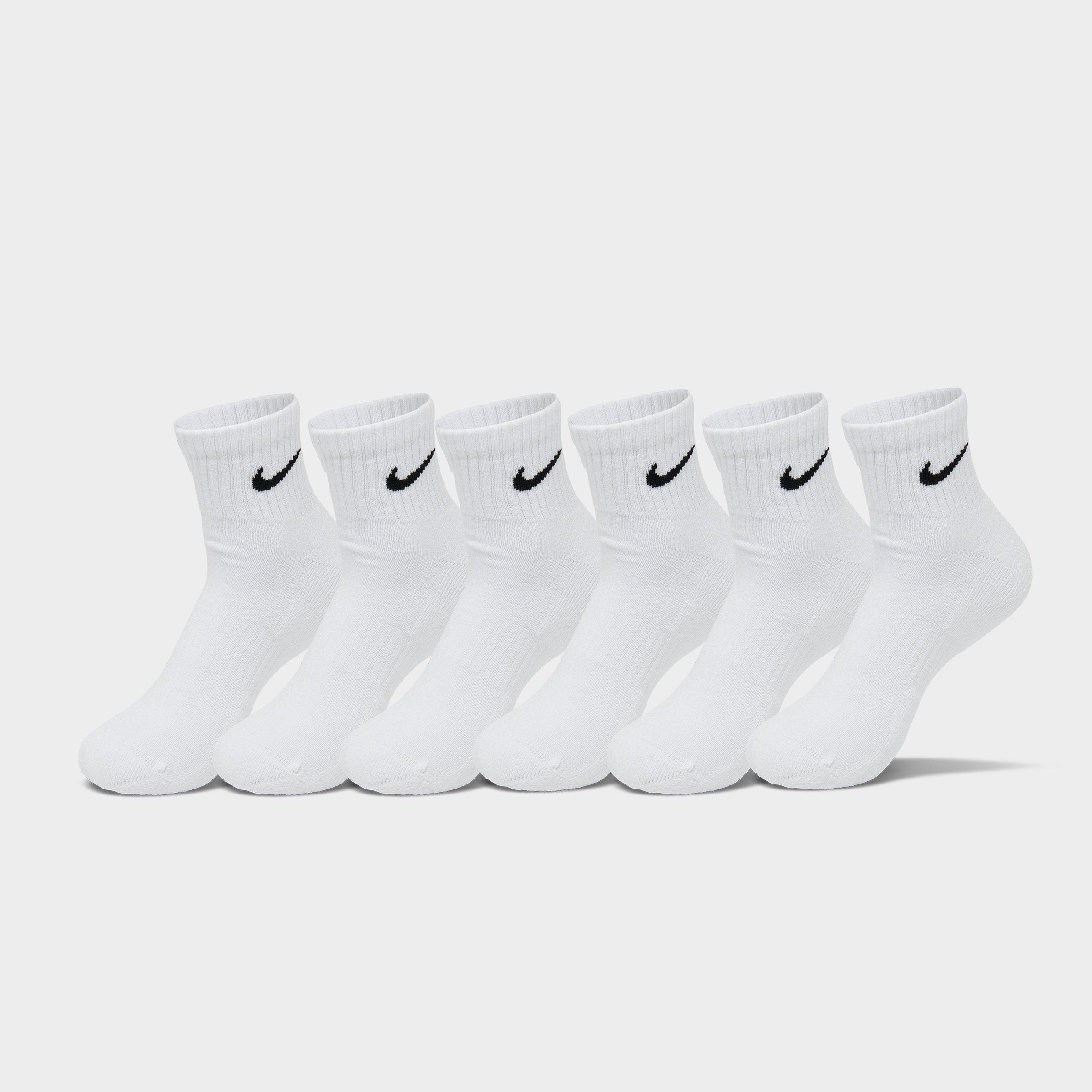 Nike Everyday Cushioned Training Ankle Socks (6-Pack) in White/Black Size: Medium
