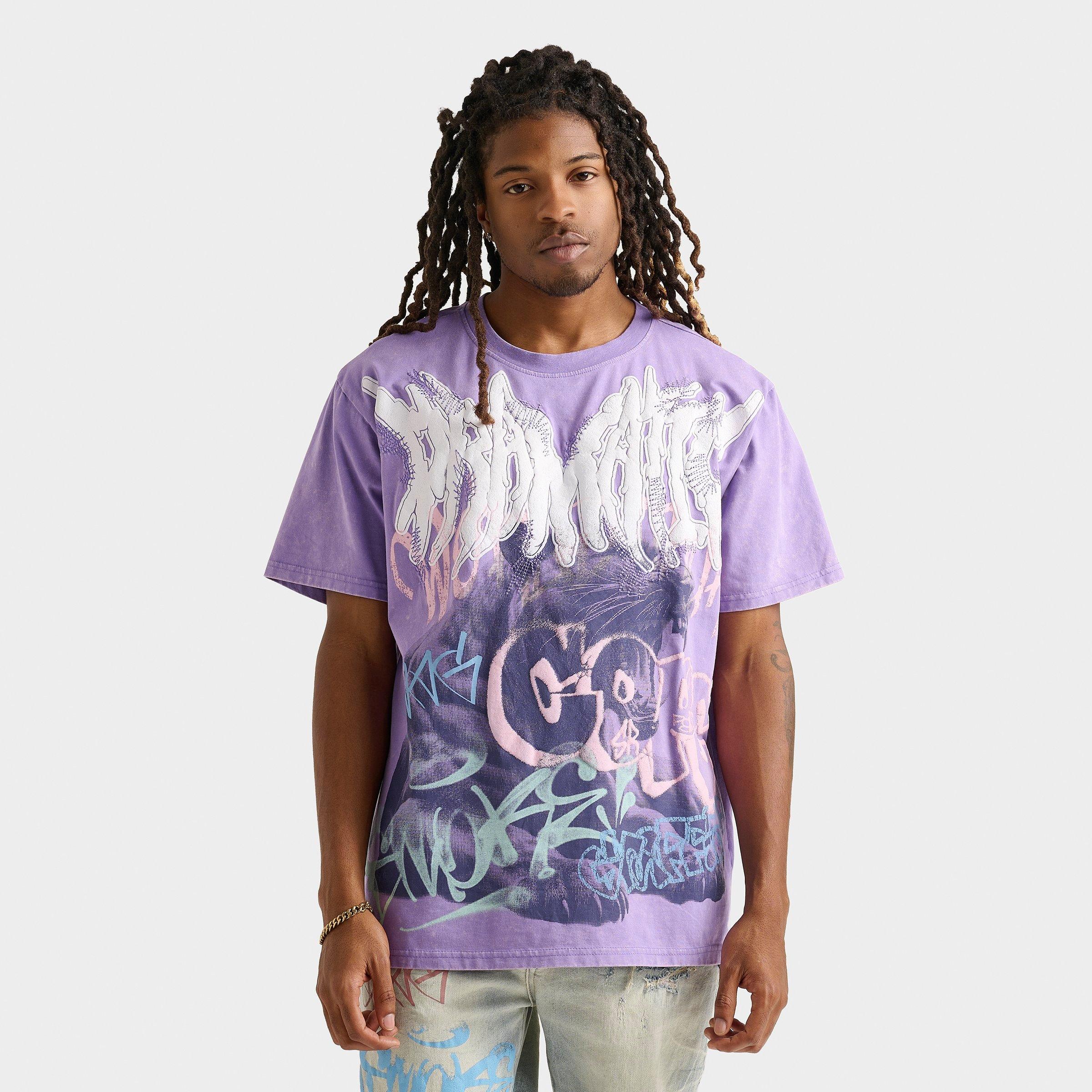 Supply And Demand Men's Smoke Rise Dystopia Panther Graphic T-Shirt in Purple/Paisley Purple Size XL Cotton/Denim