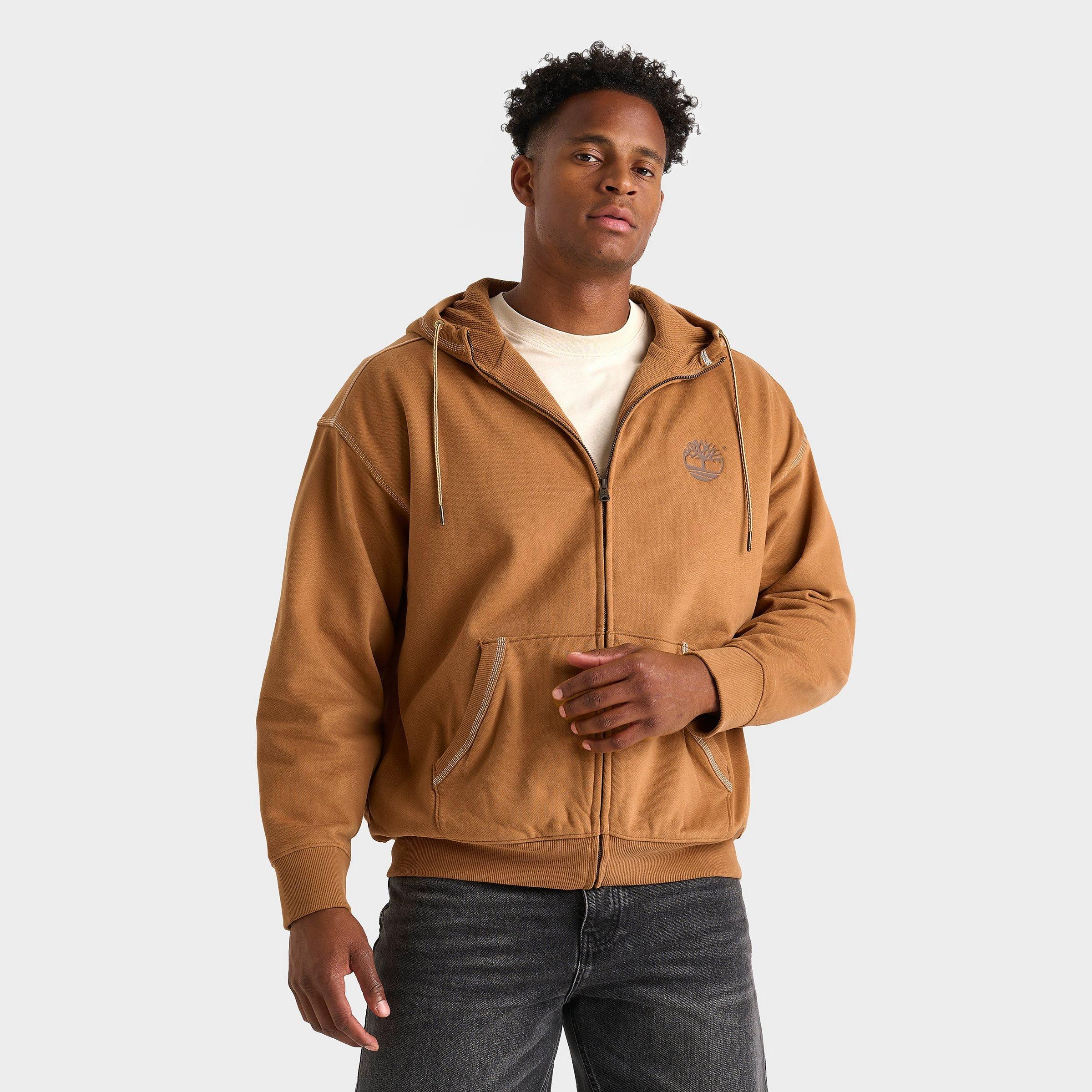 Timberland Hooded Zip-up Sweatshirt In Wheat Boot, Men's At Urban Outfitters In Brown