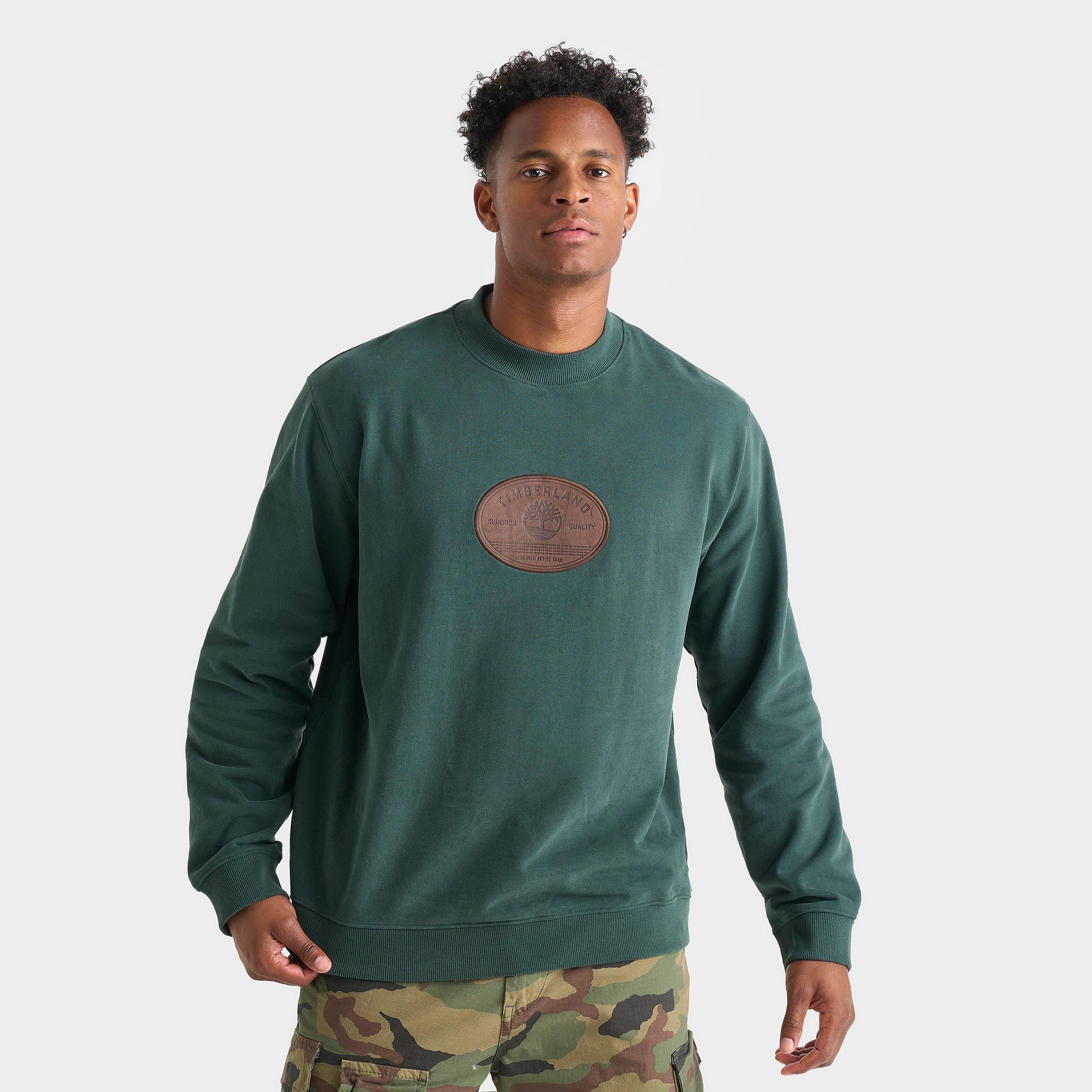 Timberland Men's Leather Badge Crewneck Sweatshirt In Green