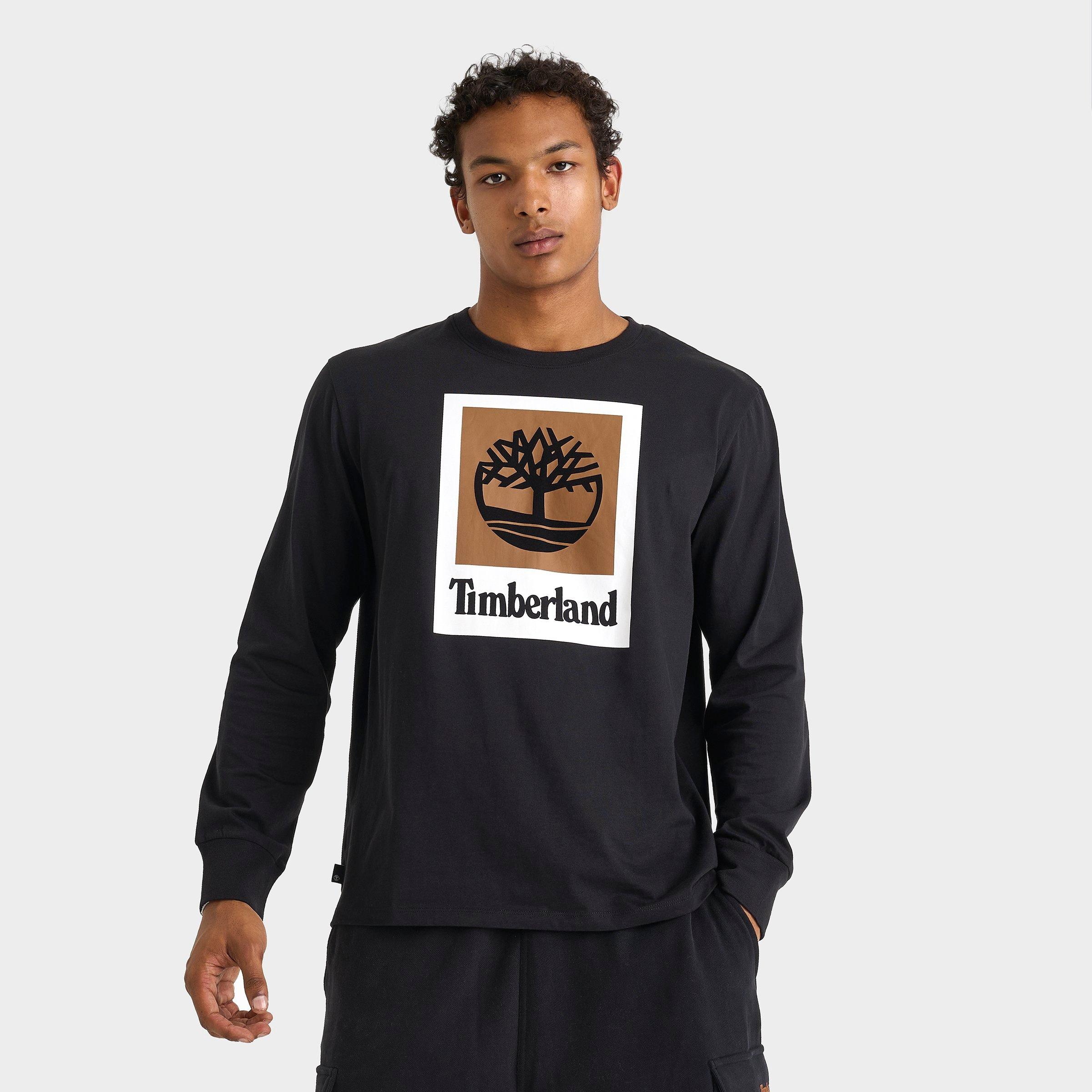 Timberland Men's Stack Logo Long-sleeve T-shirt In Black