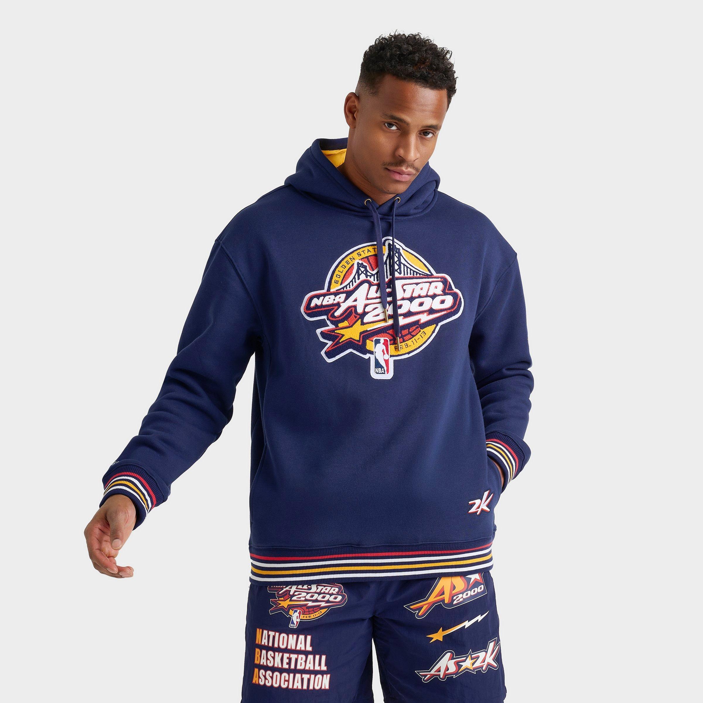 Mitchell And Ness Men's 2000 NBA All-Star Pullover Hoodie in Blue/Navy Size Medium 100% Polyester/Fleece