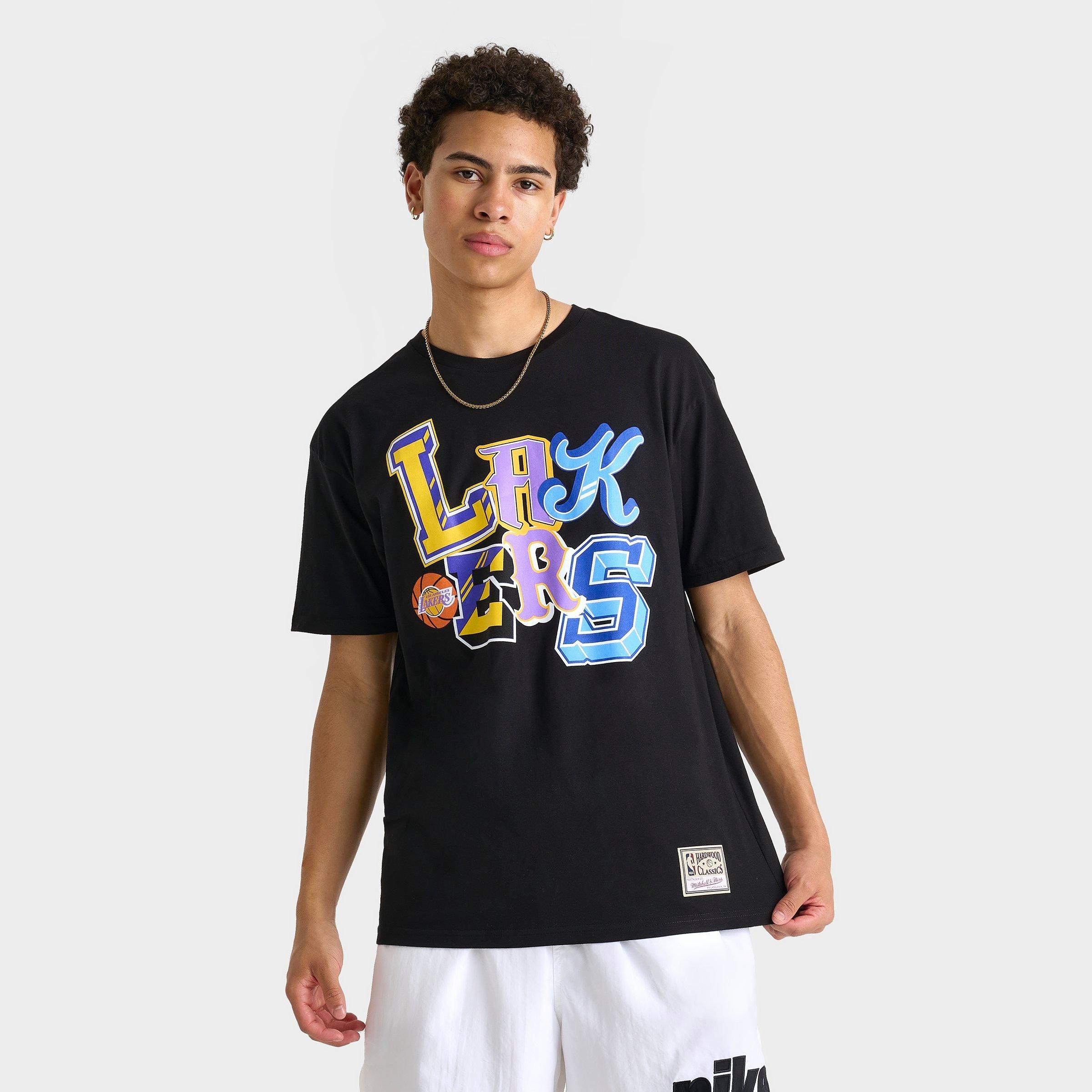 Mitchell And Ness Men's Los Angeles Lakers NBA Hyper Type T-Shirt in Black/Black Size Medium 100% Cotton