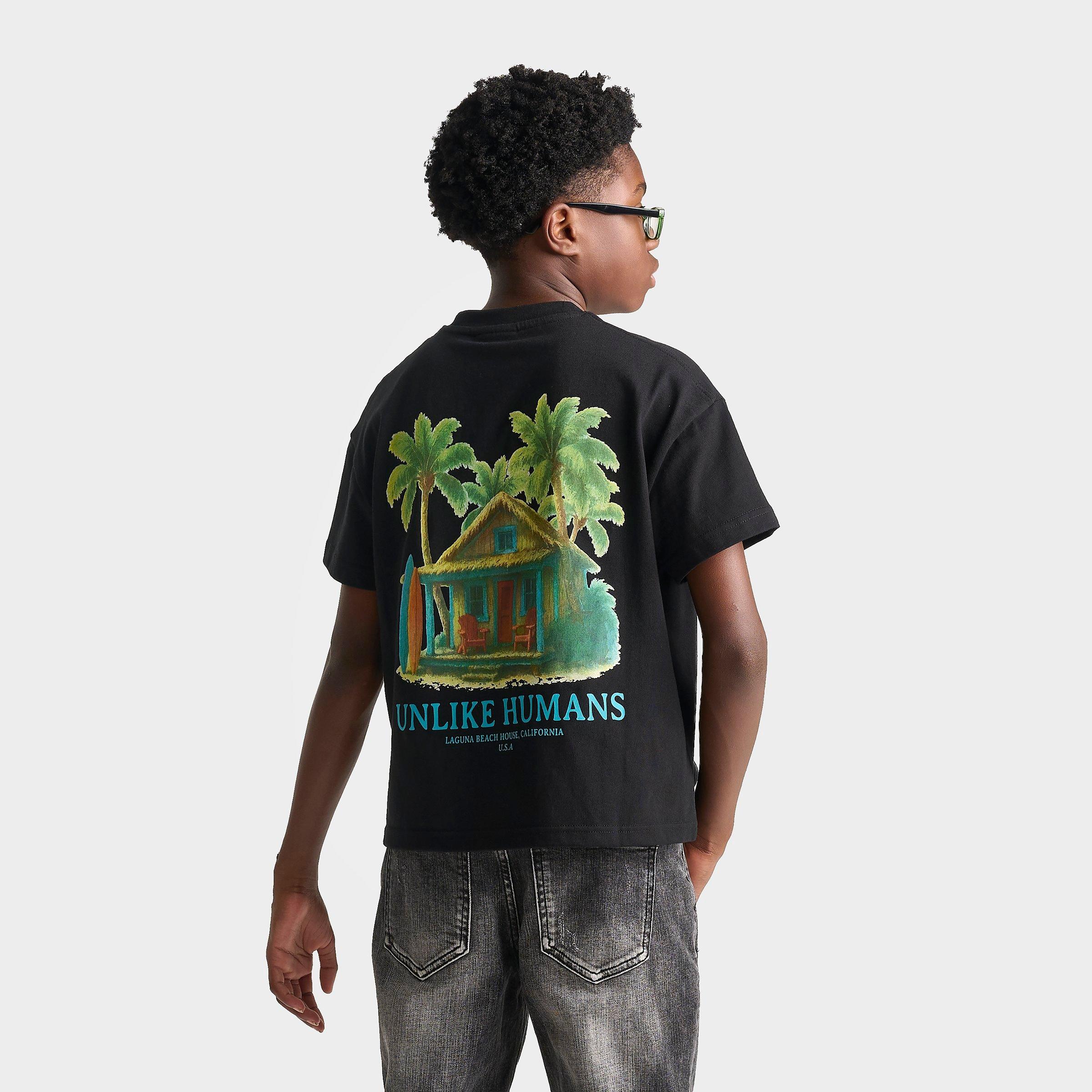 Unlike Humans Big Kids Beach T-Shirt in Black Size: Small