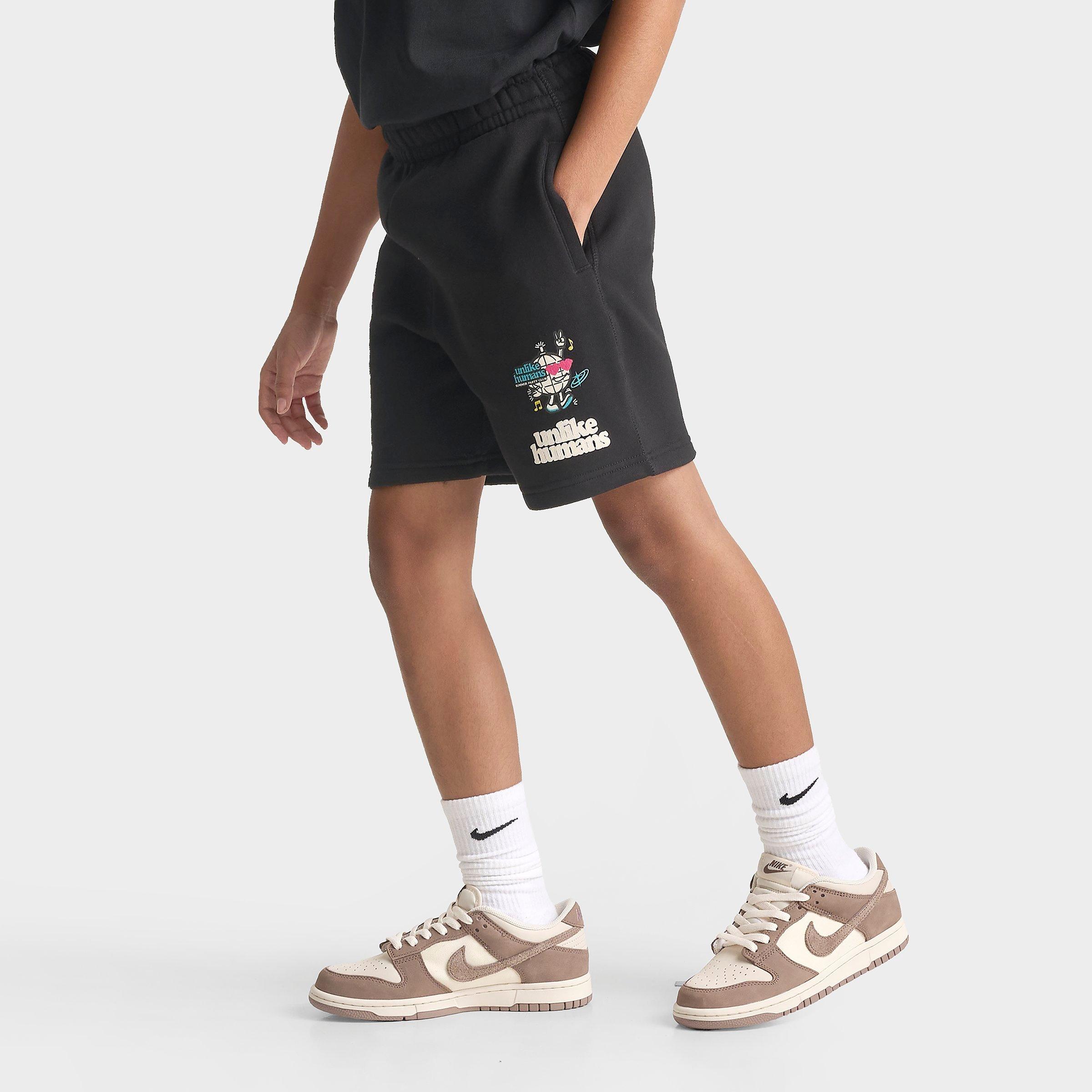 Unlike Humans Big Kids Summer Party Club Fleece Shorts in Black Size: Medium