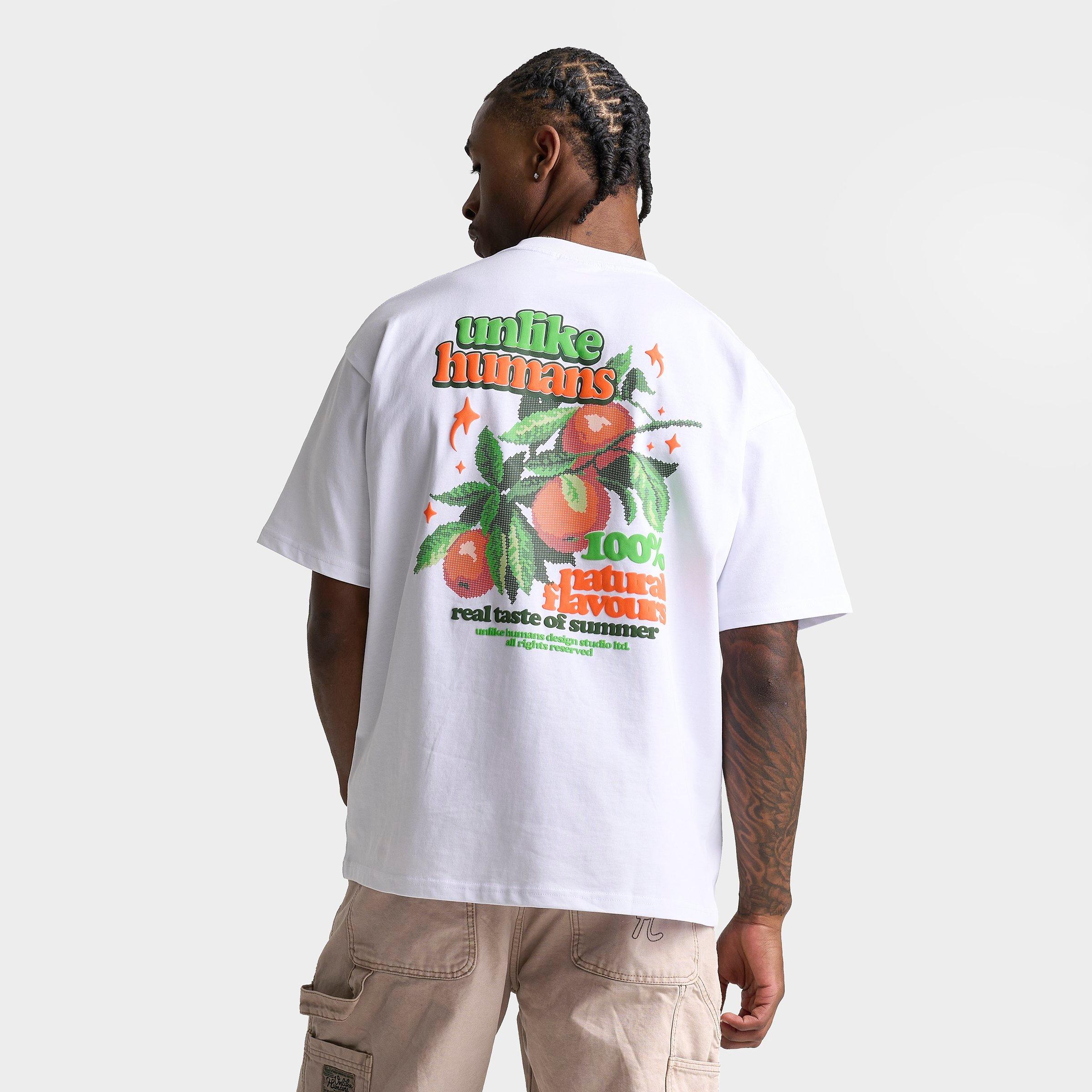 Unlike Humans Men's Tangerine Graphic T-Shirt in White Size: Small