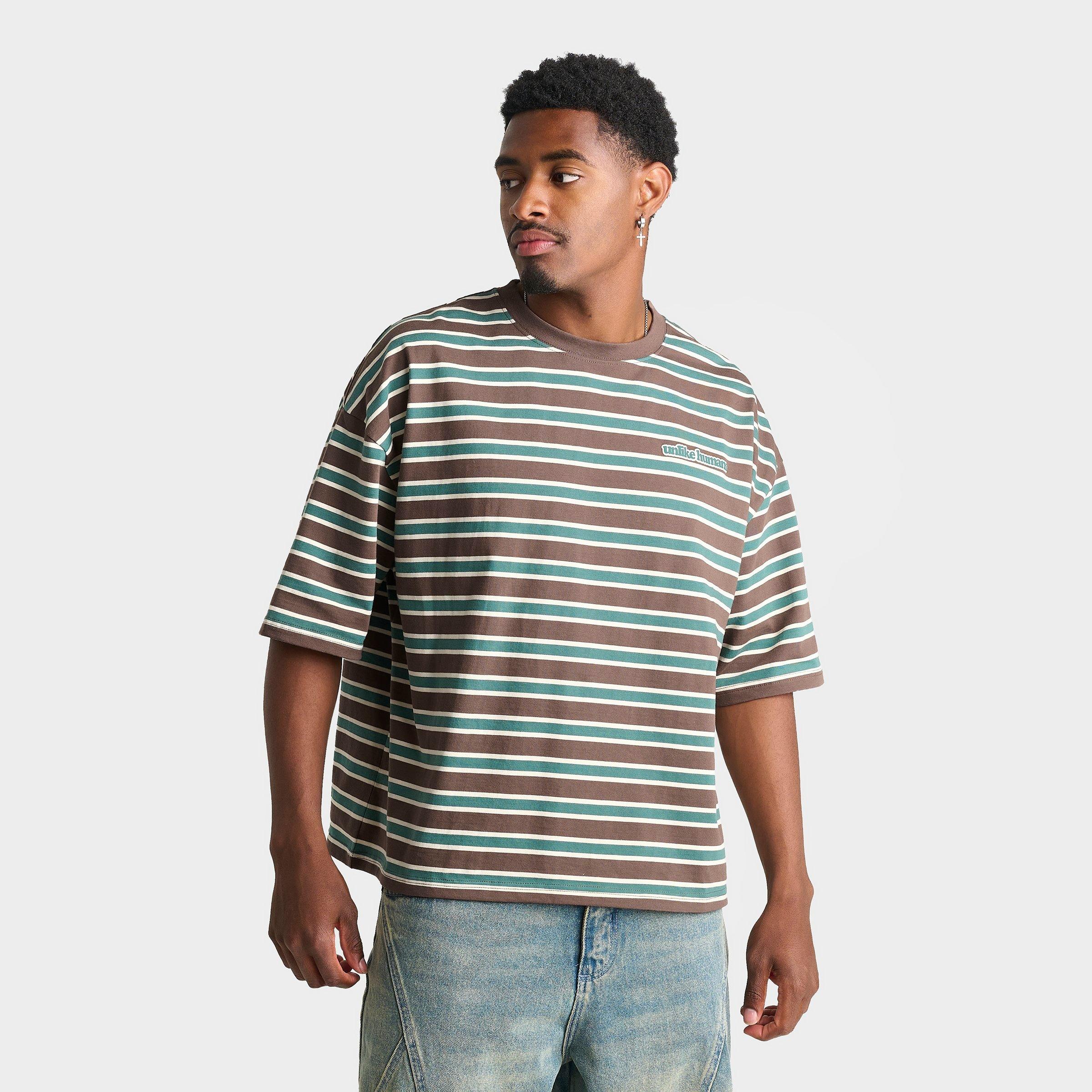Unlike Humans Men's Jem Striped T-Shirt in Coffee Quartz Size: Small