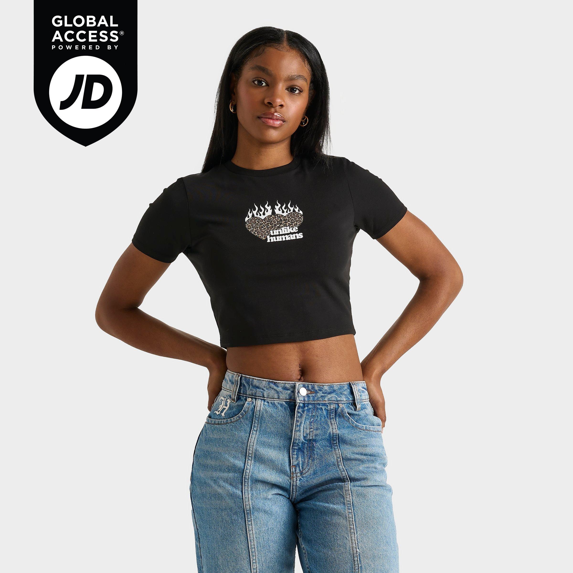 Unlike Humans Women's Leopard Baby T-Shirt in Black Size: XS