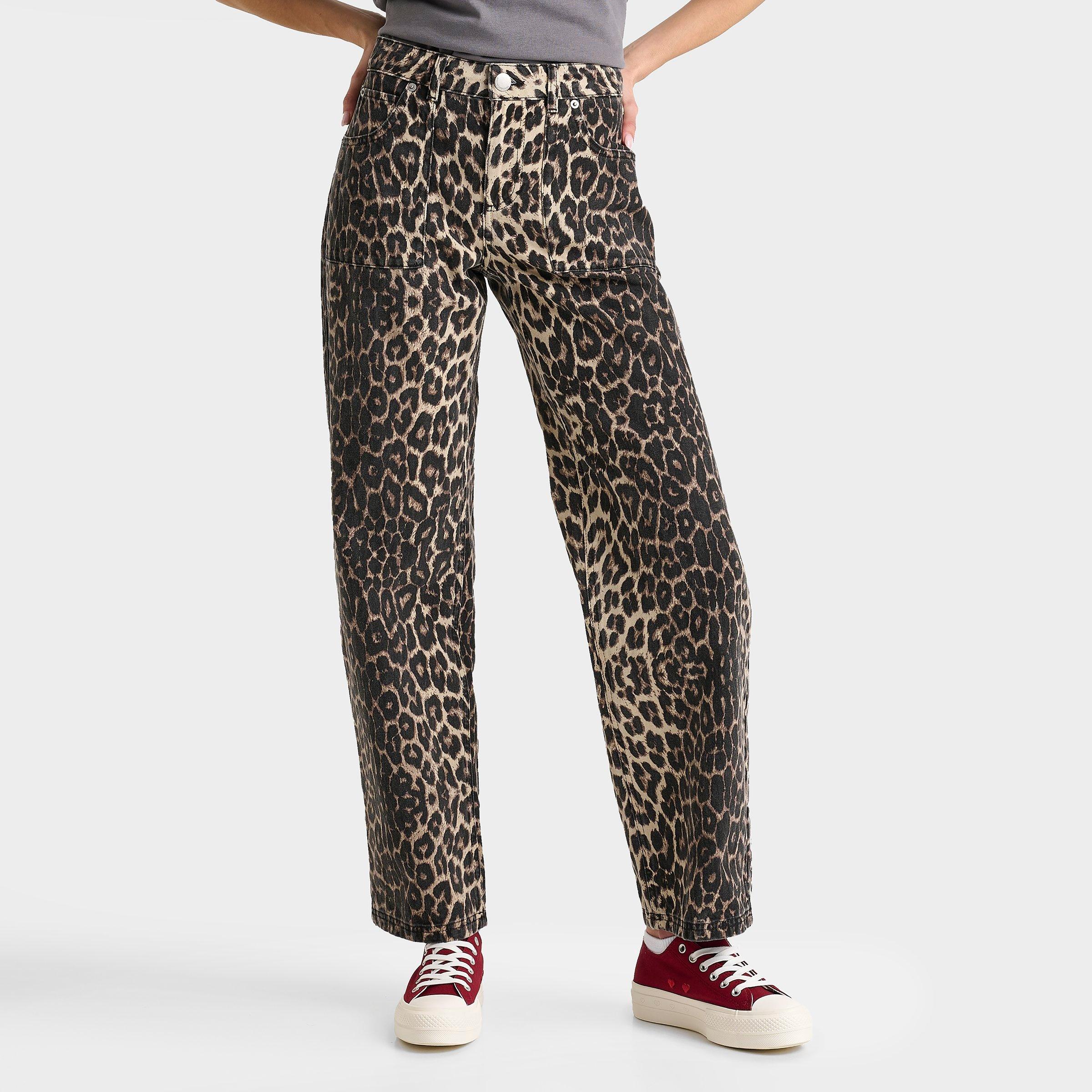 Unlike Humans Women's Leopard Denim Jeans in Animal Print/Leopard Size 34 Cotton/Denim