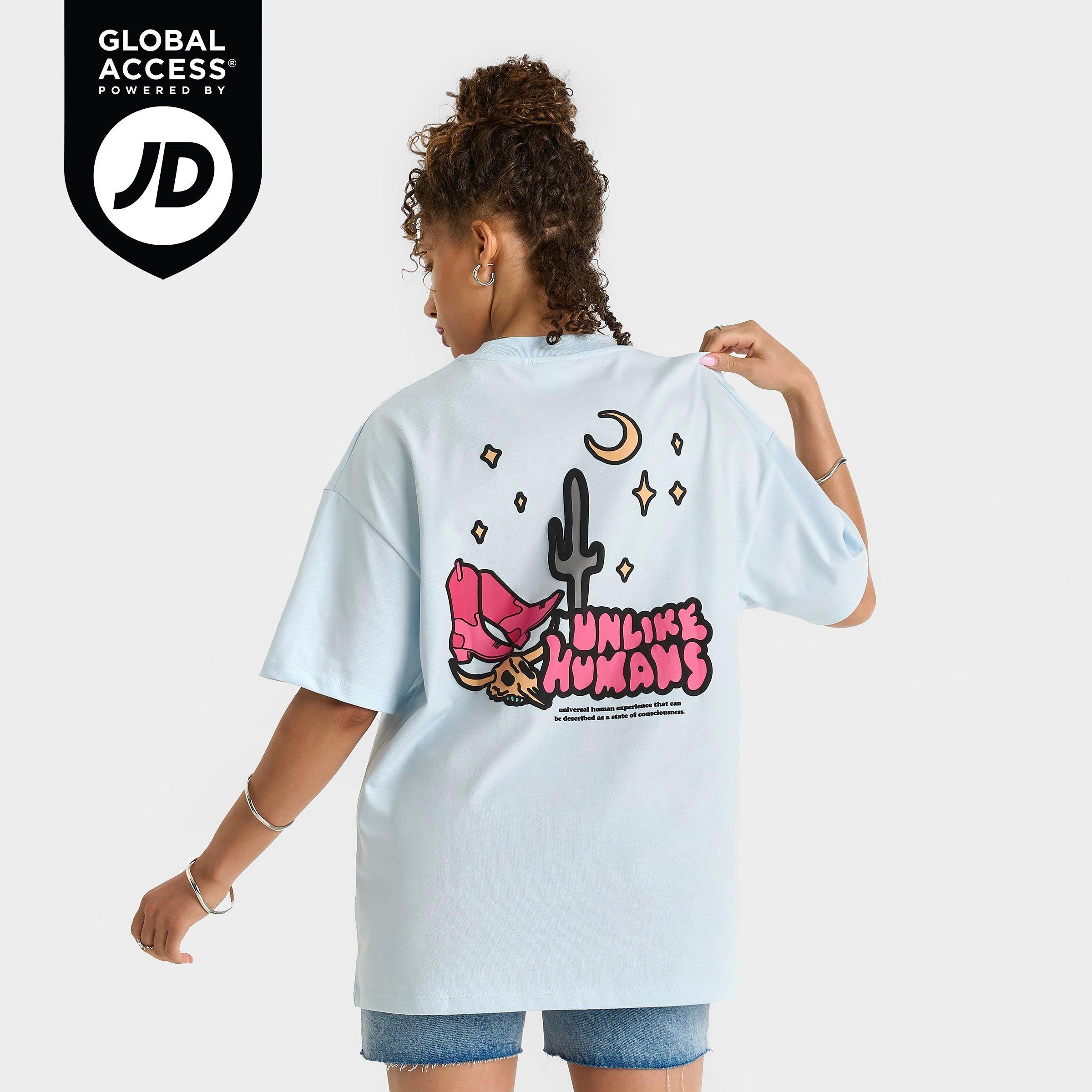 Unlike Humans Women's Cactus T-Shirt in Ice Melt Size: XS