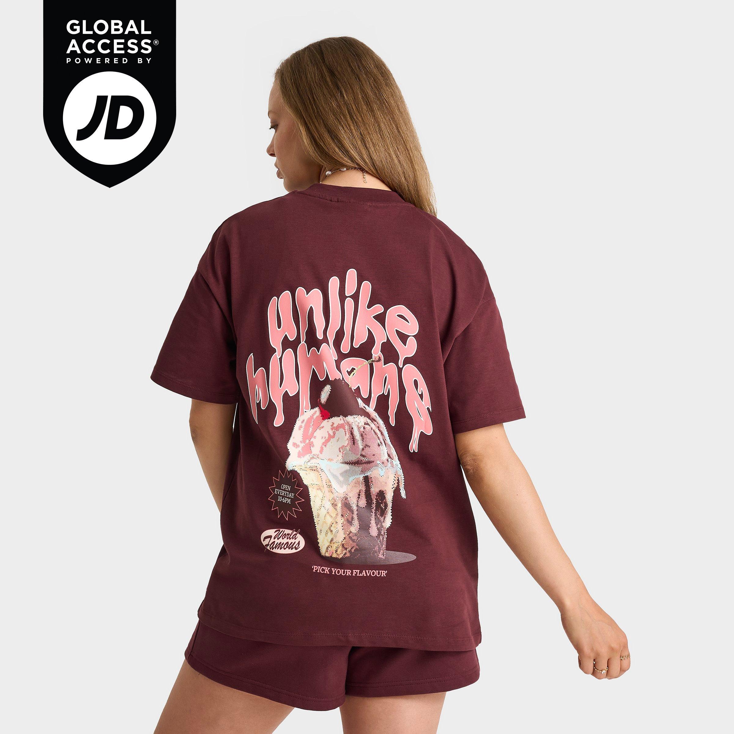Unlike Humans Women's Ice Cream T-Shirt in Red/Red Mahogany Size XL Cotton