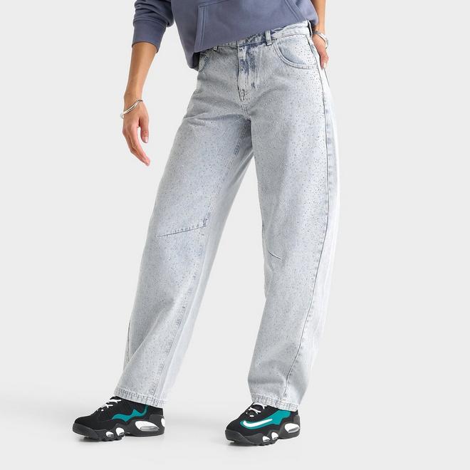 Women's Unlike Humans Rhinestone Baggy Jeans