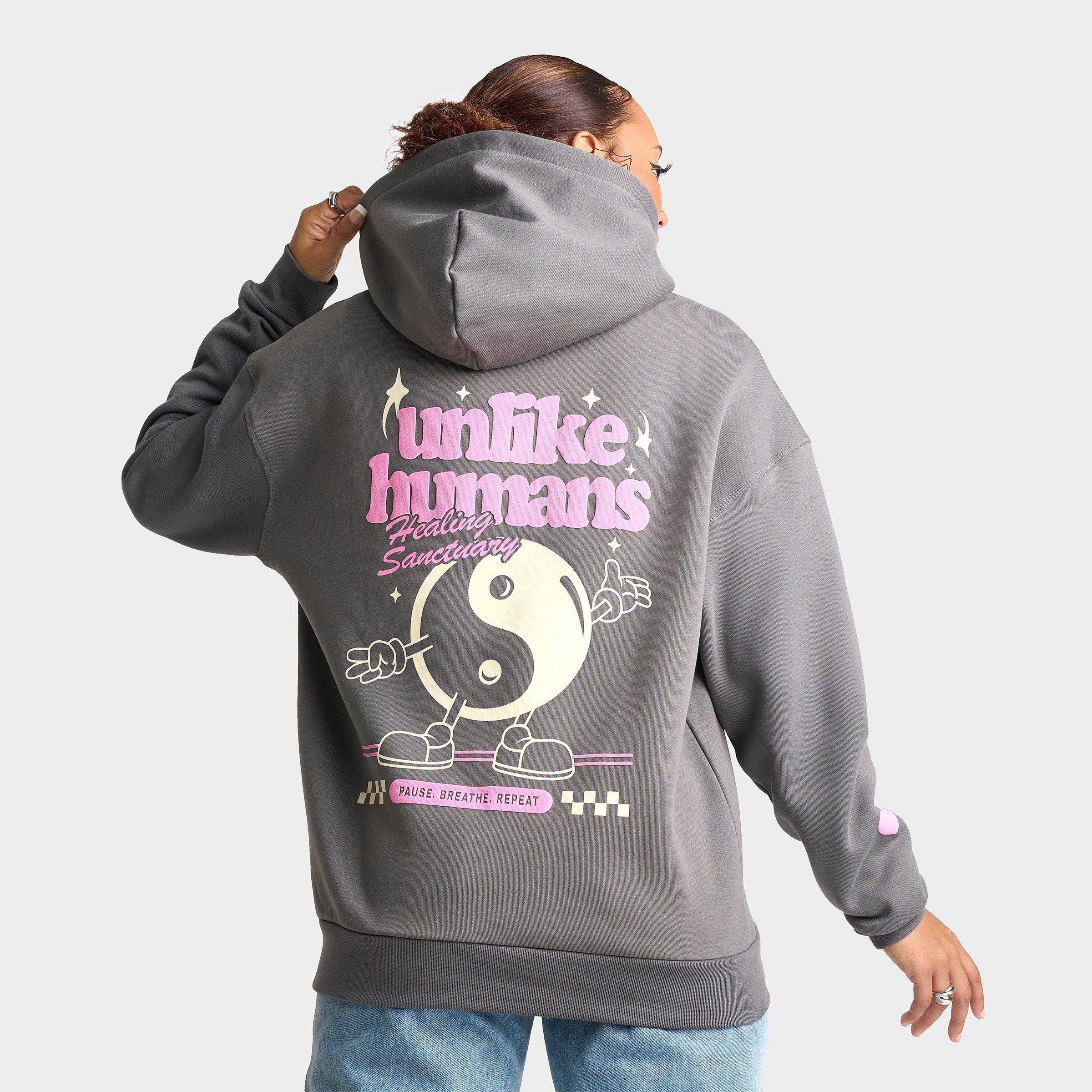 Unlike Humans Women's Yin Yang Hoodie in Charcoal Size: Small