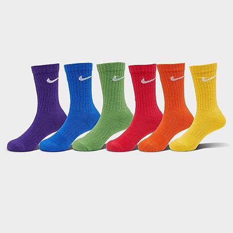 Nike Little Kids' Dri-fit Crew Socks (6-pack) In Red/orange/yellow/green/blue/purple