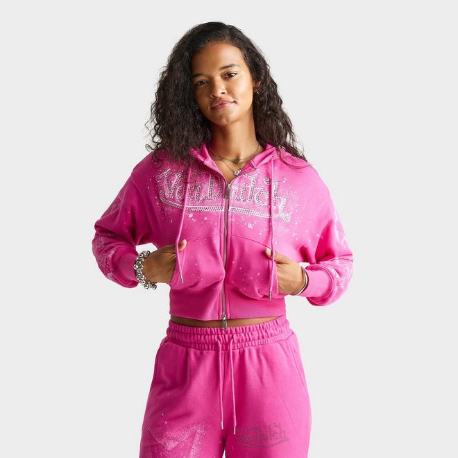 Women's Von Dutch Airbrush Spray Star Cropped Full-Zip Hoodie