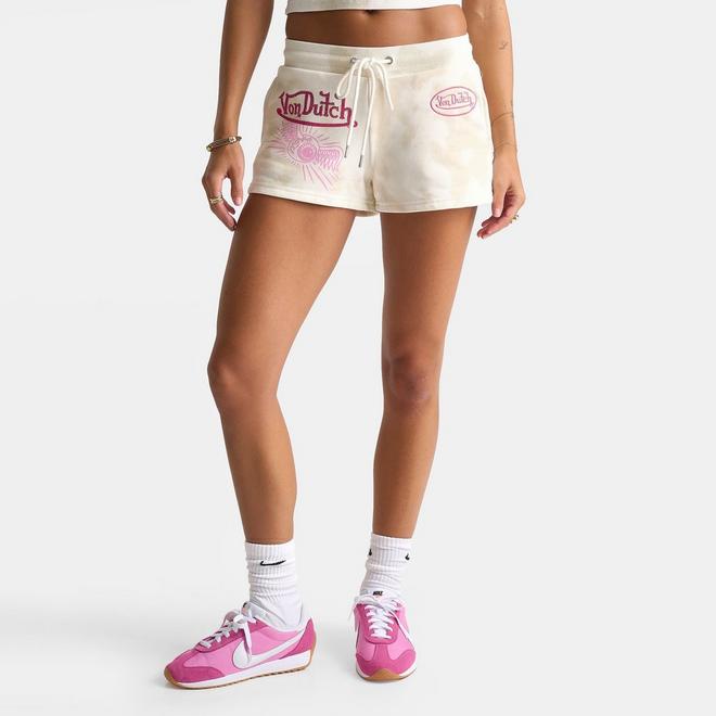 Women's Von Dutch Rhinestone Logo Fleece Shorts
