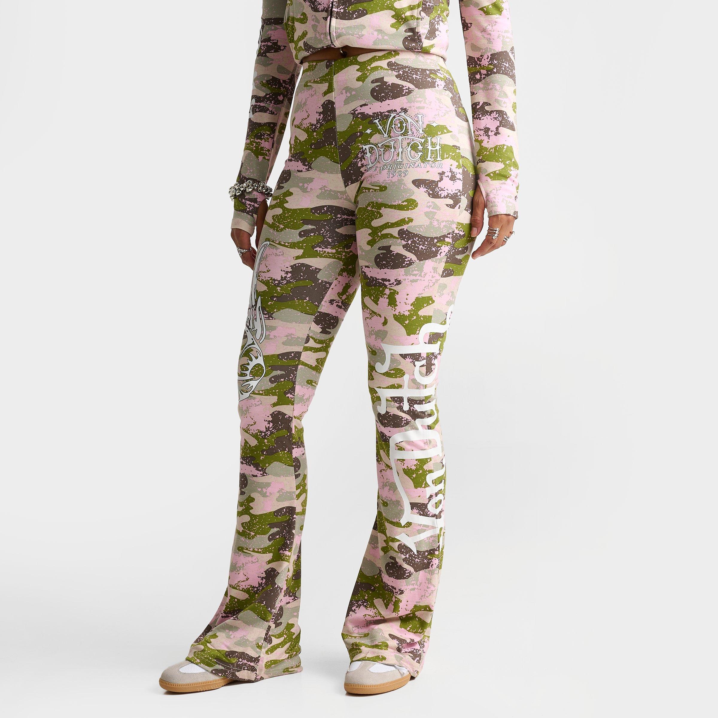 Von Dutch Women's Camo Print Mid-Rise Flared Leggings