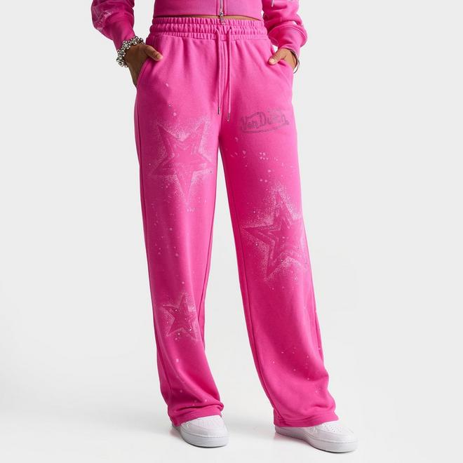 Women's Von Dutch Spray Paint Star Mid-Rise Wide-Leg Sweatpants