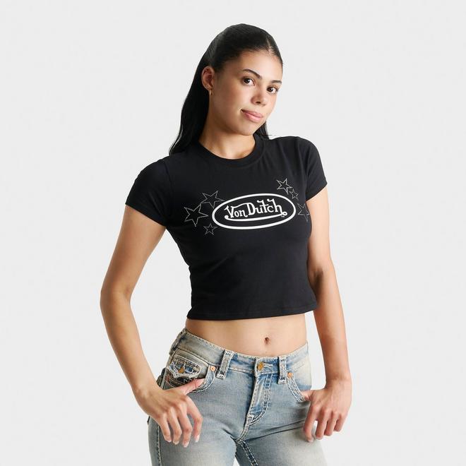 Women's Von Dutch Rhinestone Baby T-Shirt 