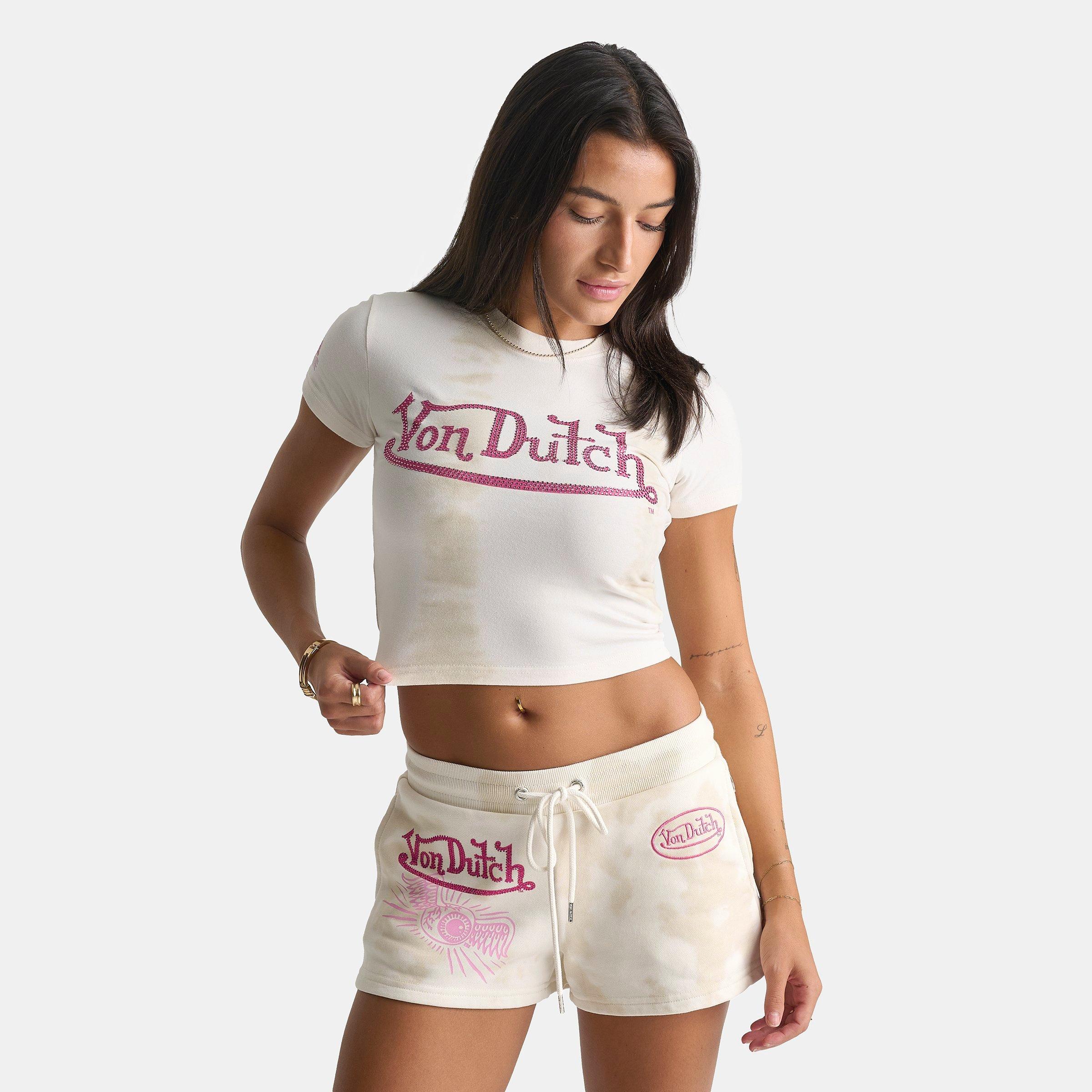 Von Dutch Women's Rhinestone Logo Baby T-Shirt